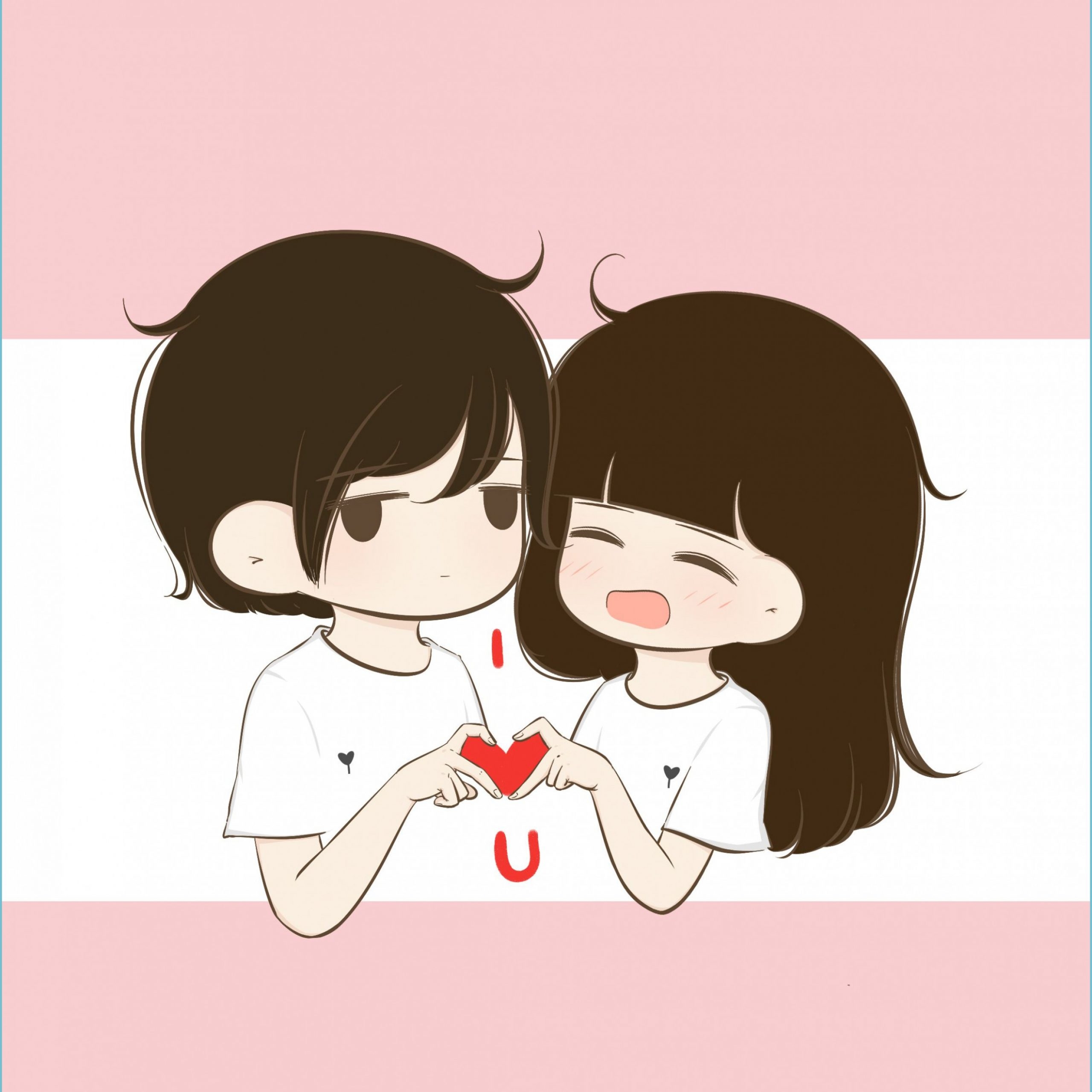 2560x2560 Cartoon Couple Wallpaper, Phone