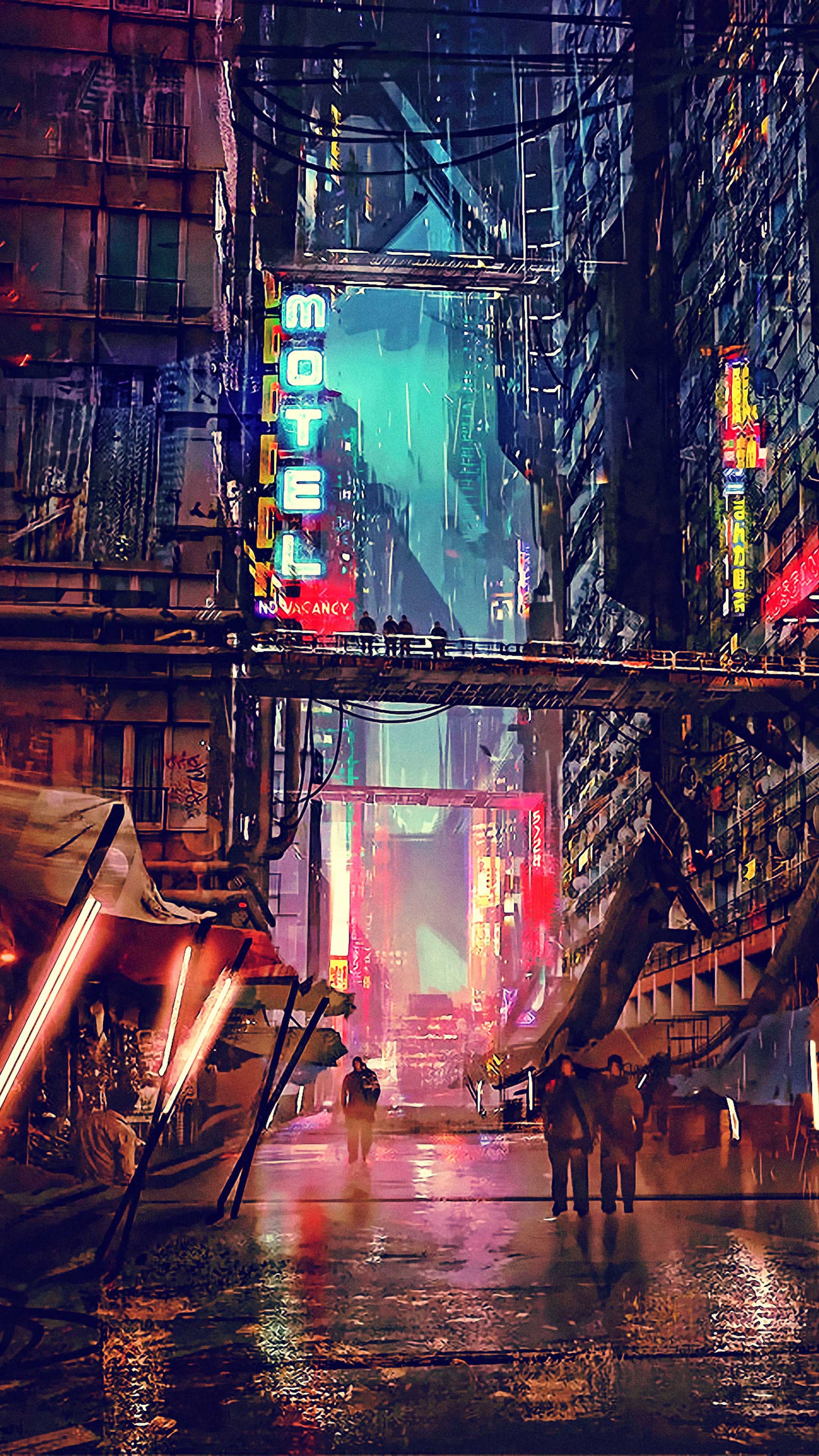 2160x3840 Sci Fi Cyberpunk City 4K Ultra HD Mobile Wallpaper, Phone