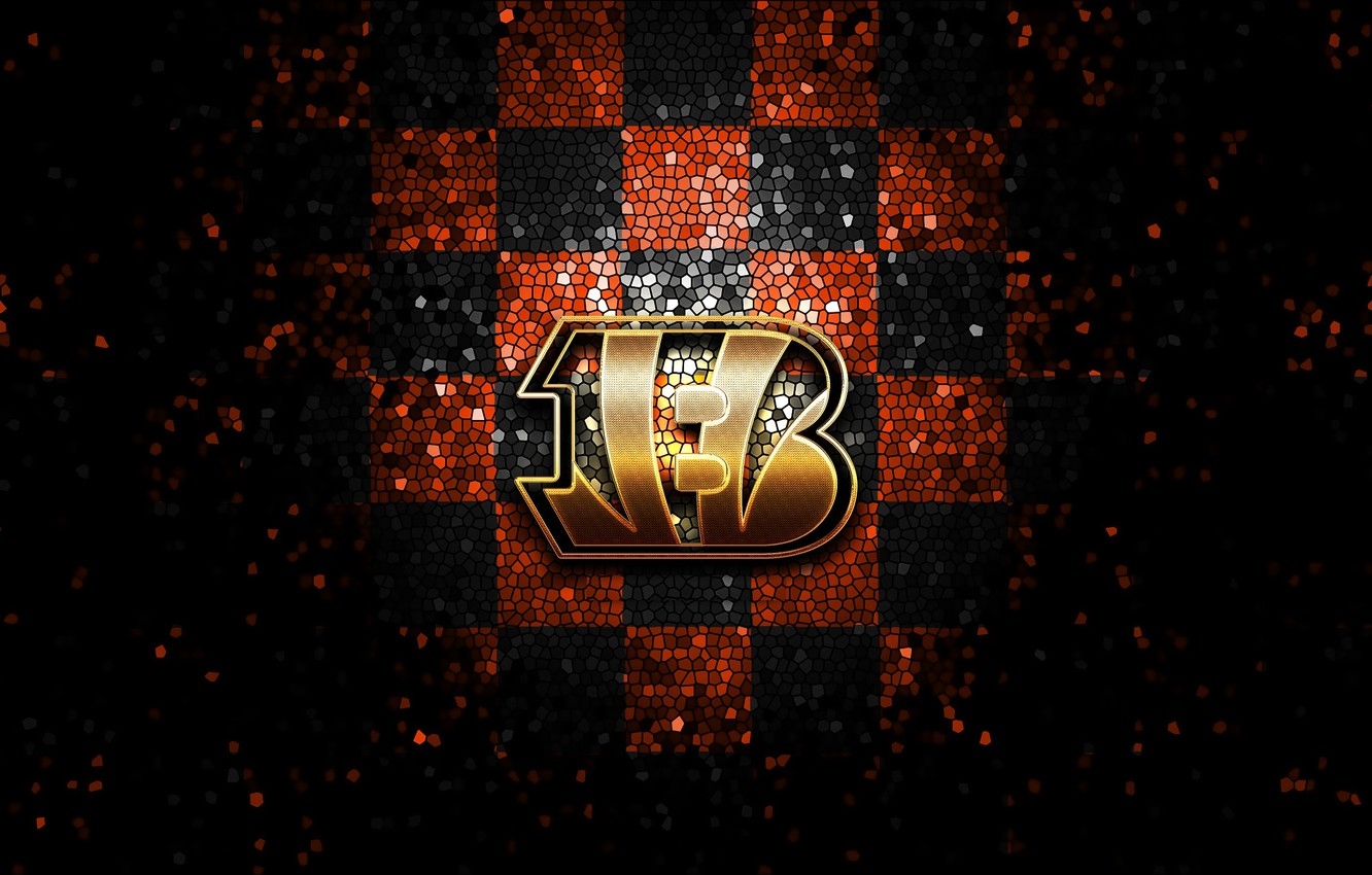 1340x850 Wallpaper wallpaper, sport, logo, NFL, glitter, checkered, Cincinnati Bengals image for desktop, section спорт, Desktop