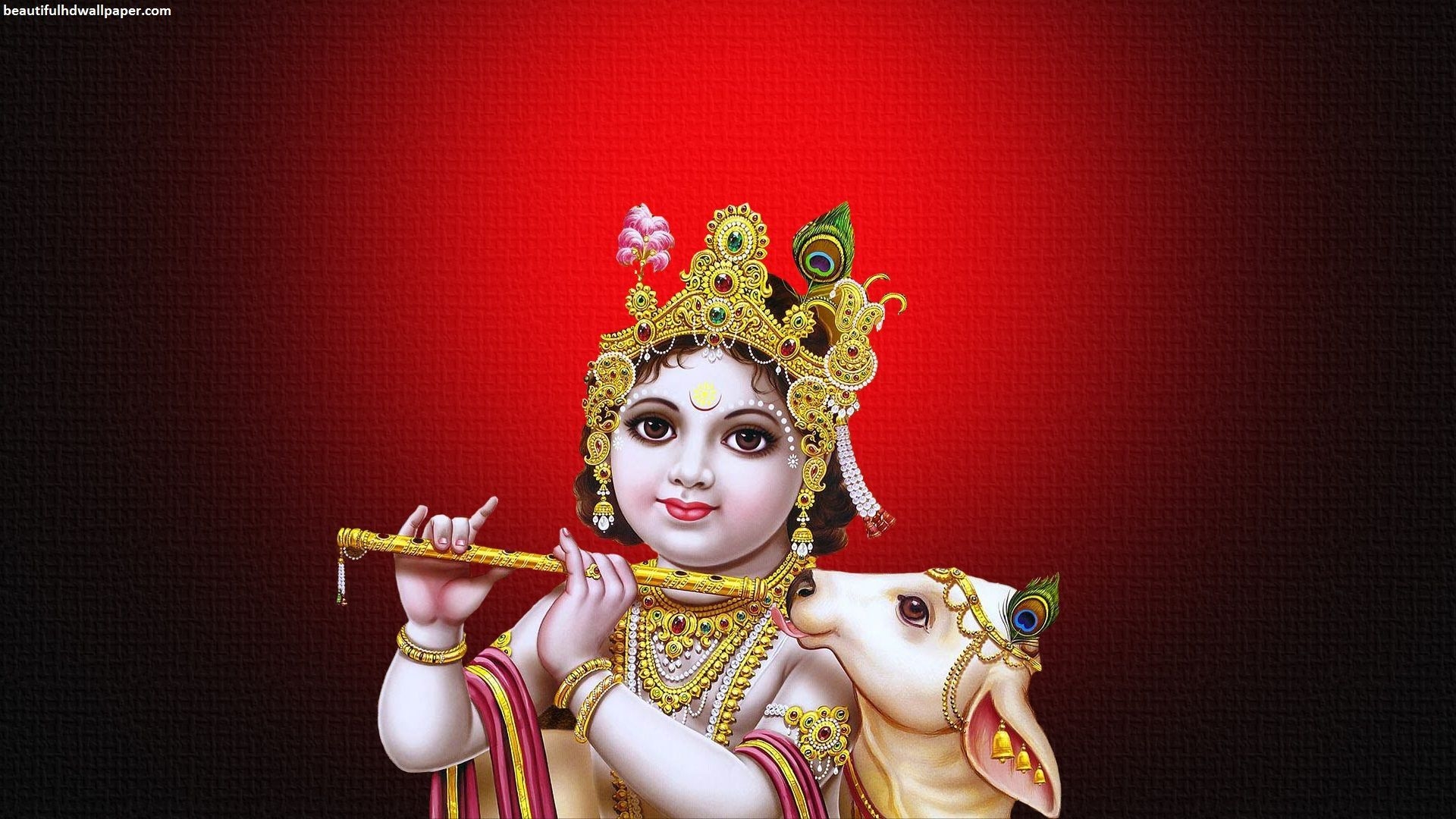1920x1080 Cute bal Krishna and cow. Beautiful HD wallpaper, Desktop