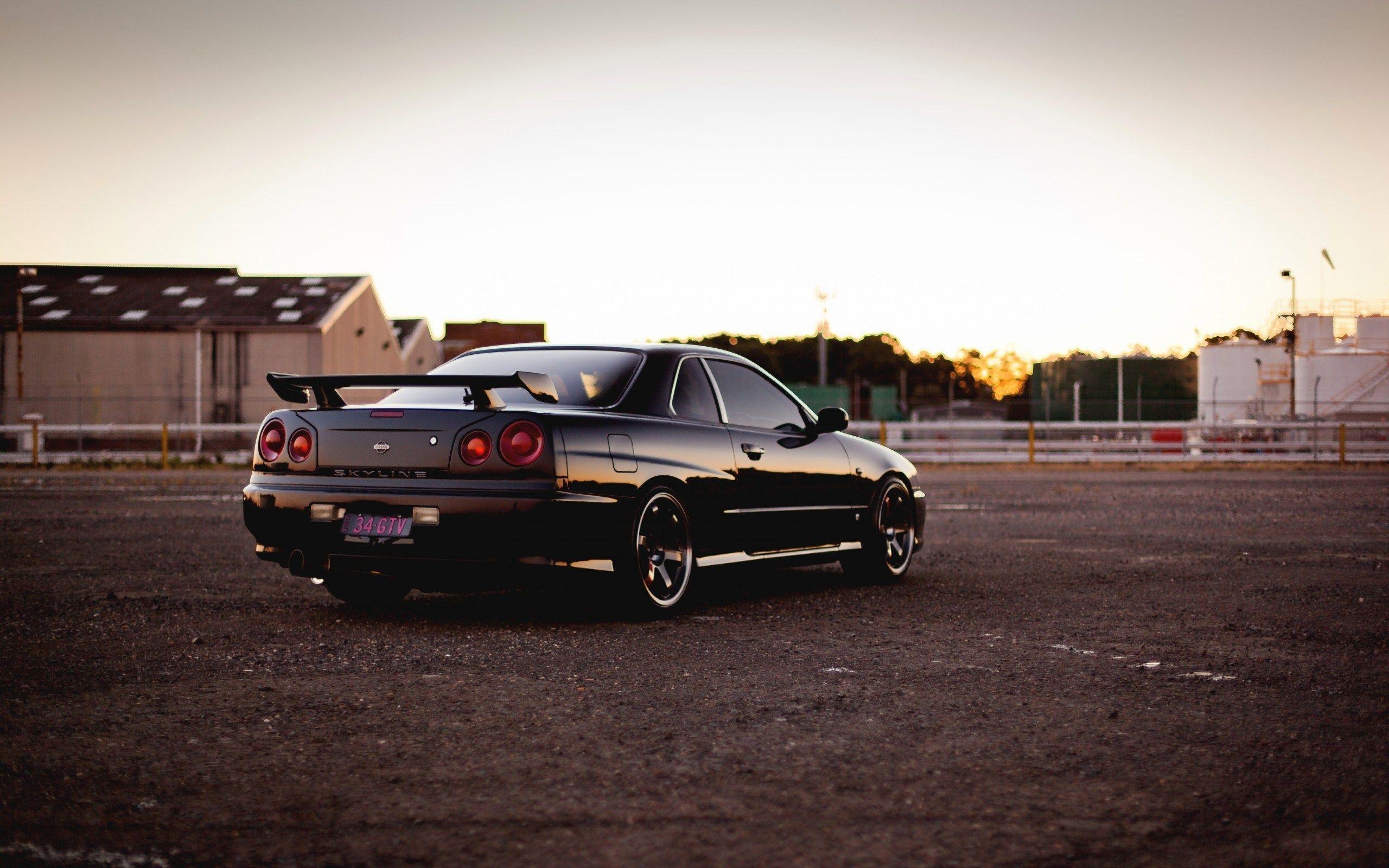 2560x1600 from back black nissan skyline gtr r34 wide HD wallpaper, Desktop