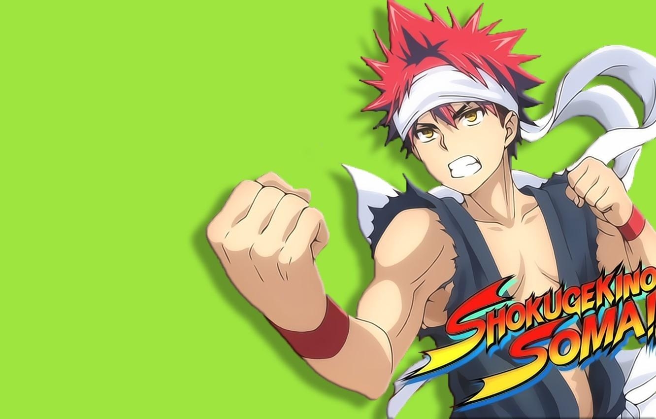 1340x850 Wallpaper green, red hair, anime, man, boy, asian, hand, fist, Desktop