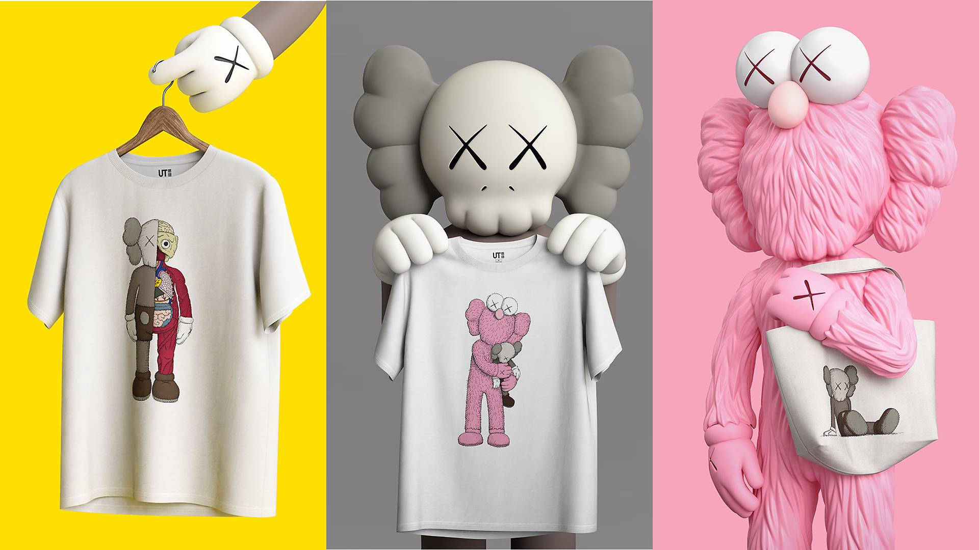 1920x1080 Download Uniqlo Kaws Grey And Pink Characters Wallpaper, Desktop