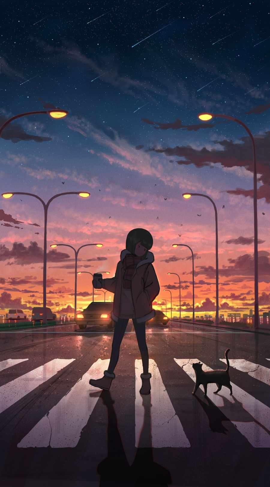 900x1620 Girl With Cat Anime IPhone Wallpaper Wallpaper, iPhone Wallpaper, Phone