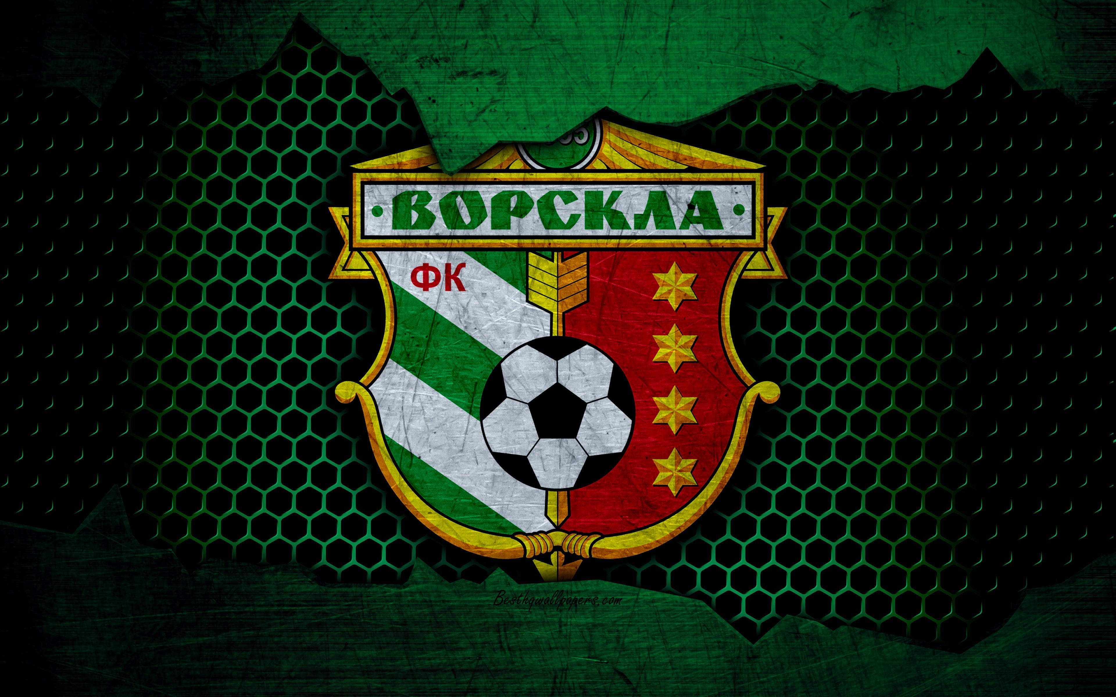 3840x2400 Download wallpaper Vorskla, 4k, logo, Ukrainian Premier League, Desktop