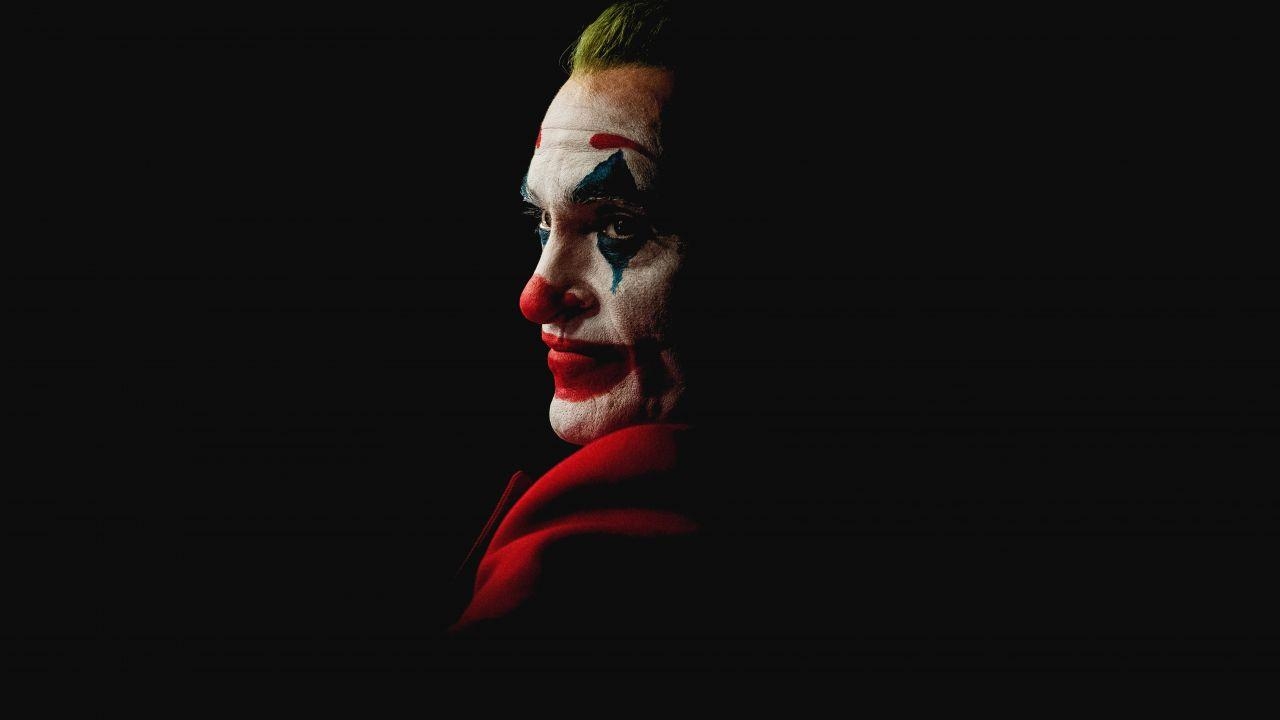 1280x720 Wallpaper Joker, Joaquin Phoenix, Black background, 4K, Desktop