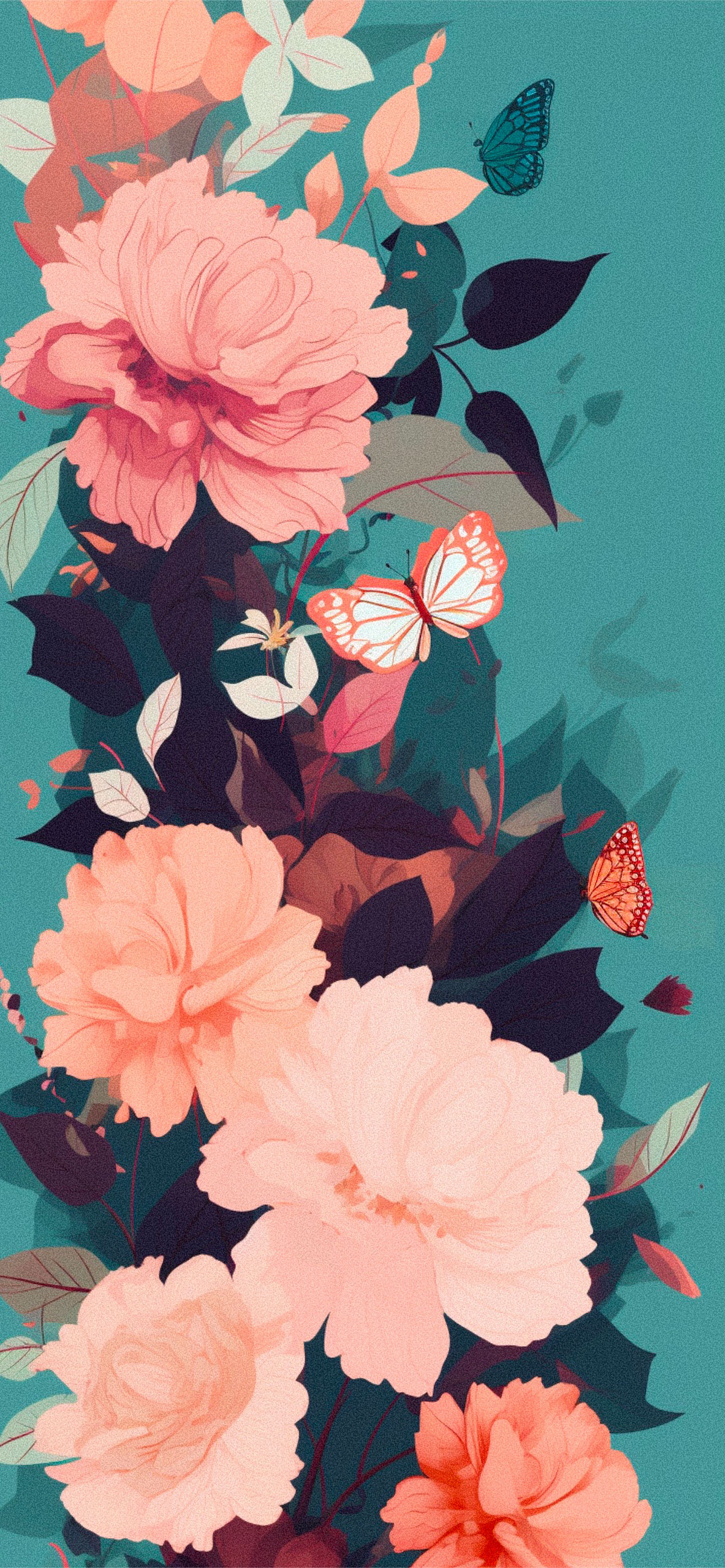 1190x2560 Preppy Flowers and Butterflies, Phone