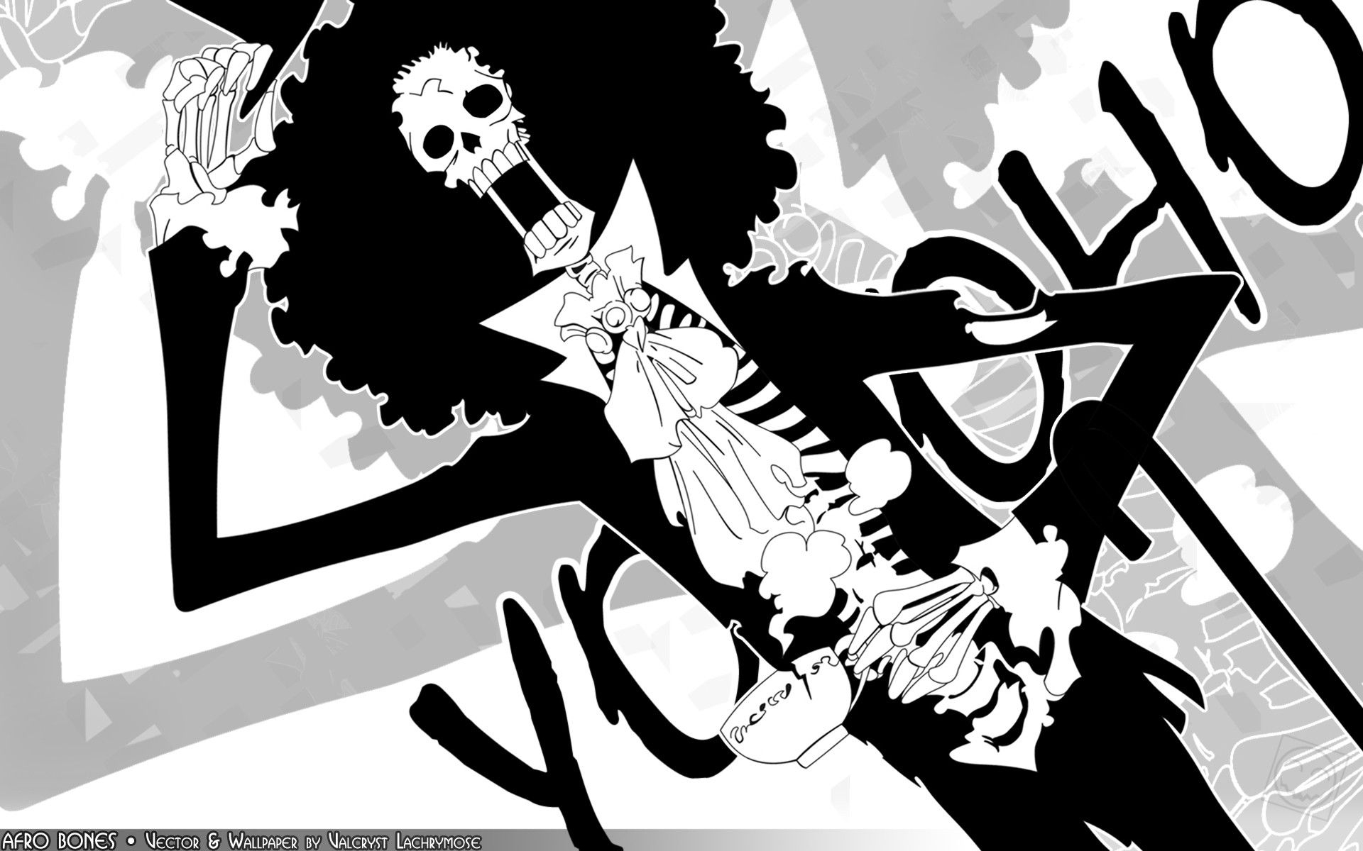 1920x1200 Wallpaper, illustration, anime, cartoon, One Piece, Brook, ART, sketch, black and white, monochrome photography, font, Desktop