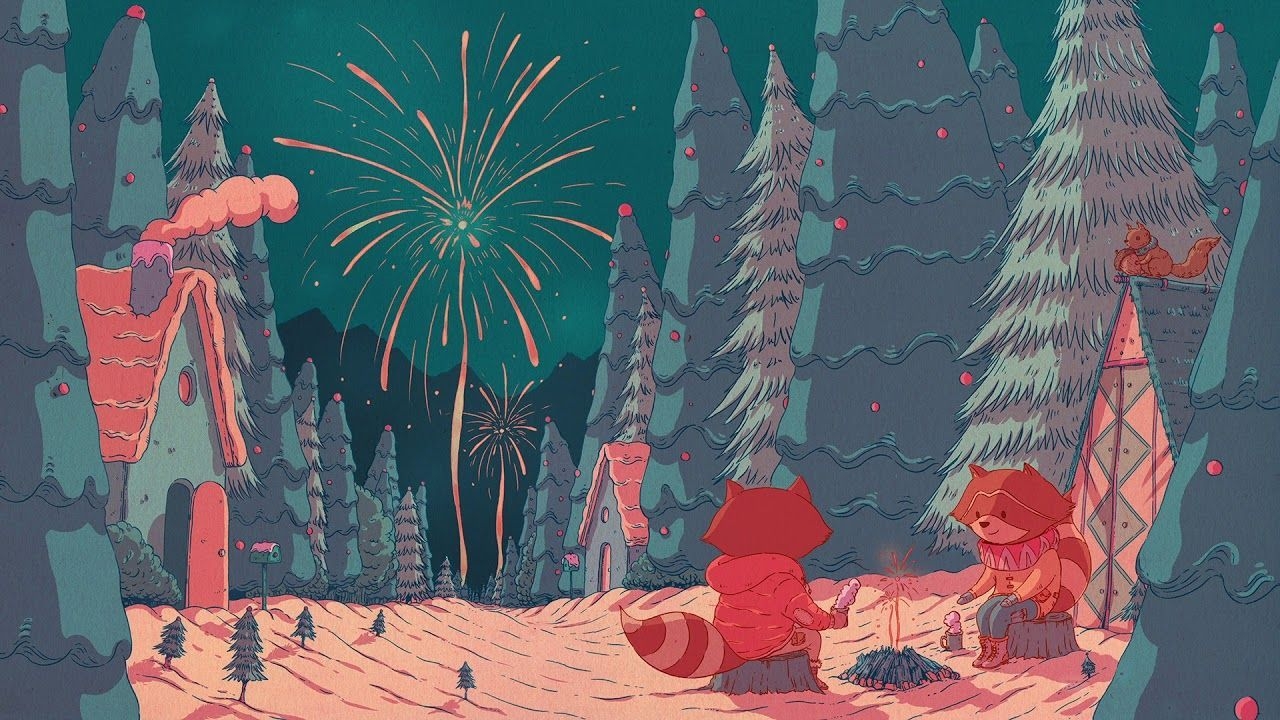 1280x720 Chillhop Yearmix 2018 ☕️ chillhop & lofi hip hop. Christmas illustration, Aesthetic wallpaper, Painting, Desktop