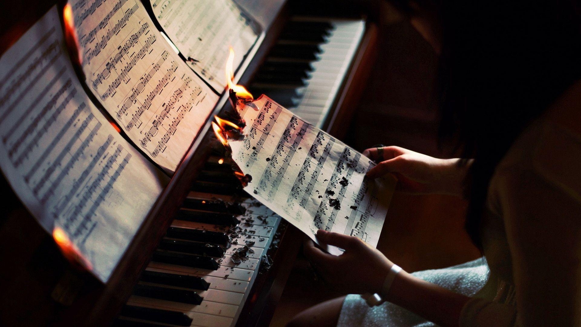 1920x1080 Piano burning music sheet Wallpaper, Desktop