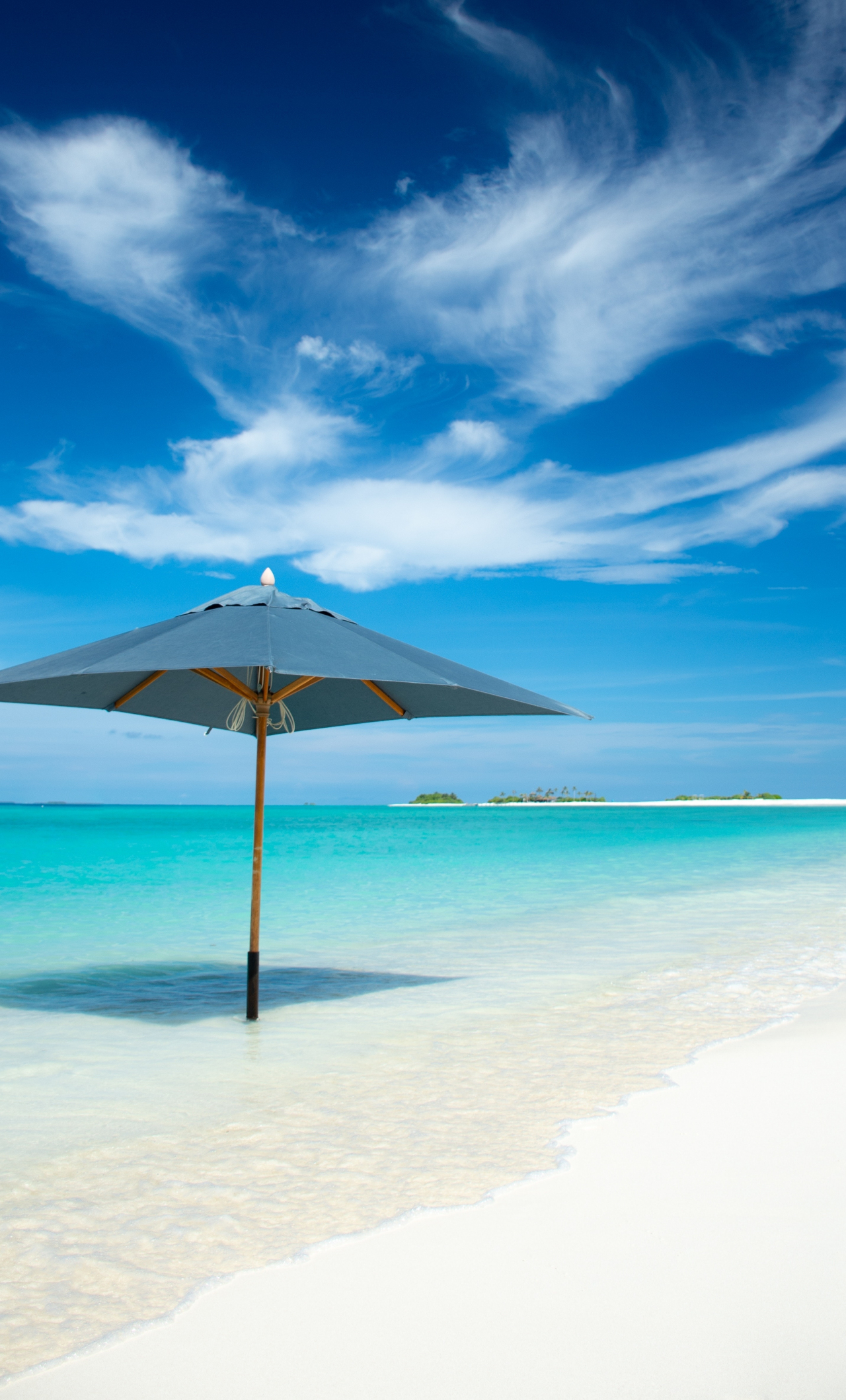 1280x2120 Download wallpaper  umbrella, beach, tropical island, summer, iphone 6 plus,  HD background, 17657, Phone