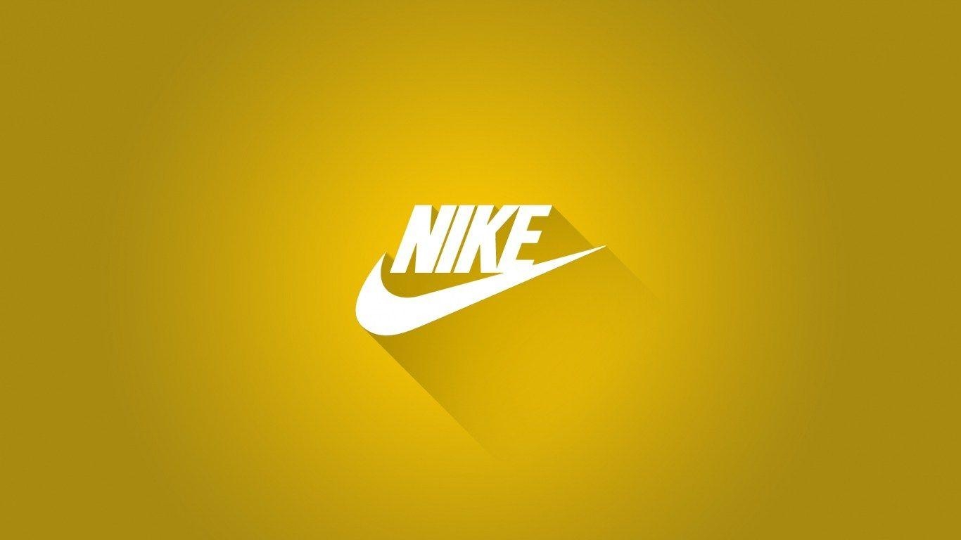 1370x770 HD Background Nike Tick Flat Logo Material Design Yellow Shadow, Desktop