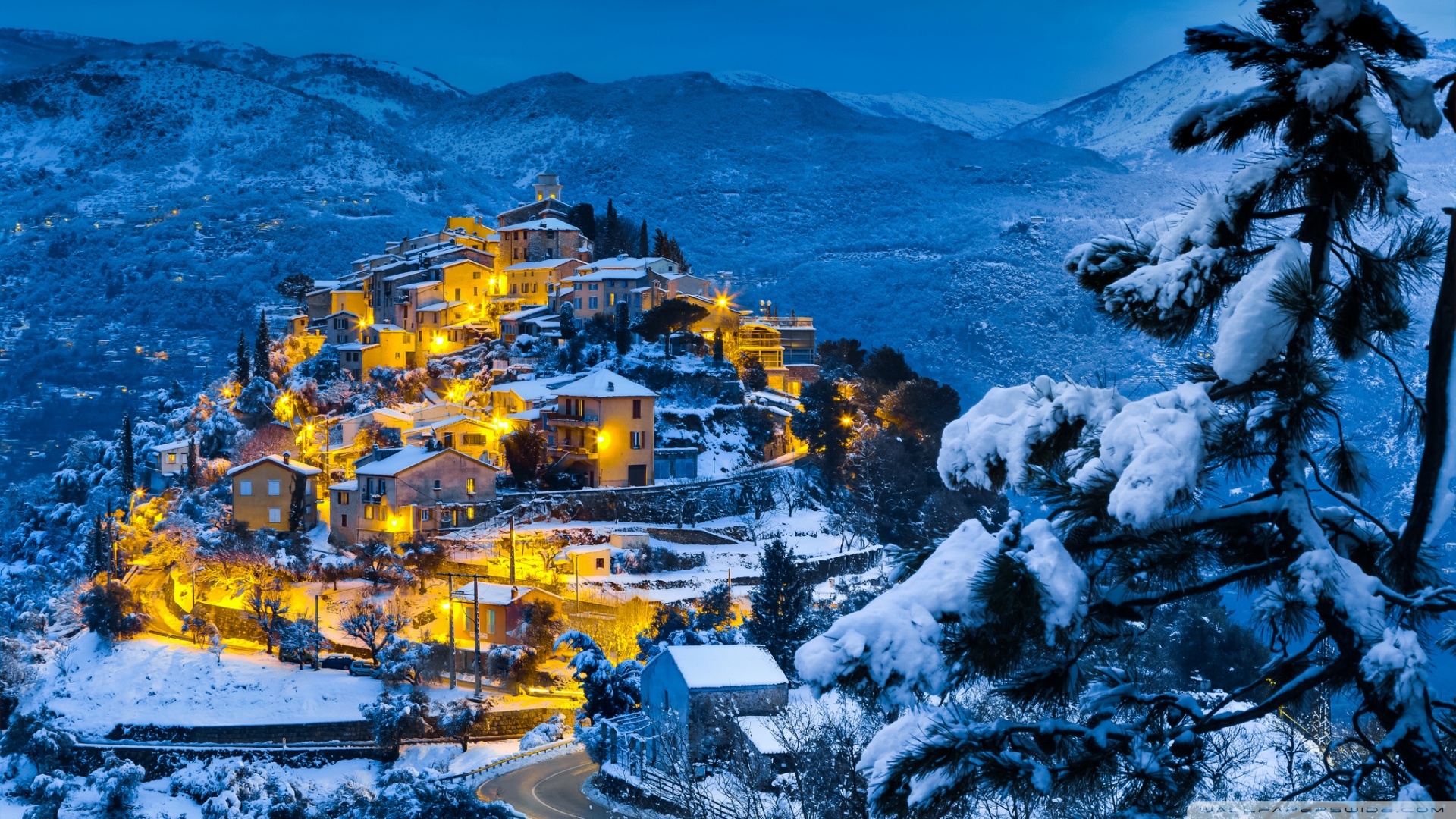 1920x1080 Beautiful Christmas Village Wallpaper, Desktop
