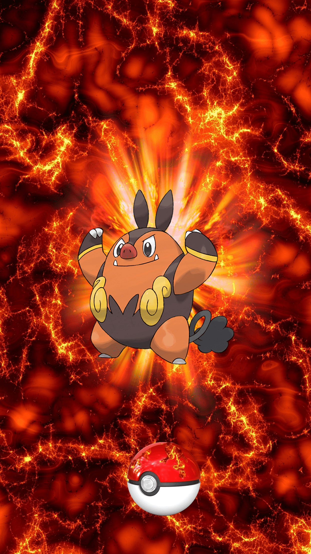 1250x2210 Fire Pokeball Pignite Chaoboo 68 Tepig, Phone