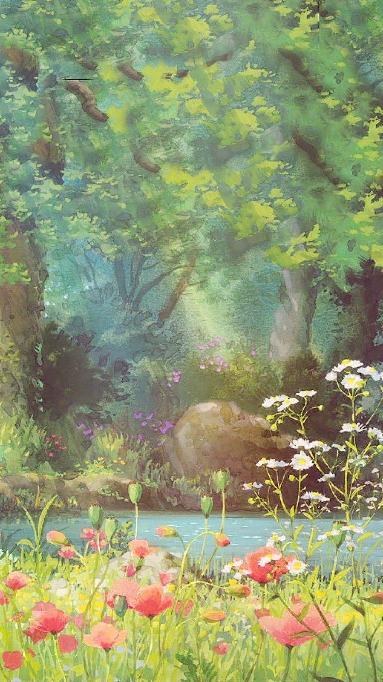 750x1340 Studio Ghibli Scenery iPhone Wallpaper Free Studio Ghibli Scenery iPhone Background, Phone