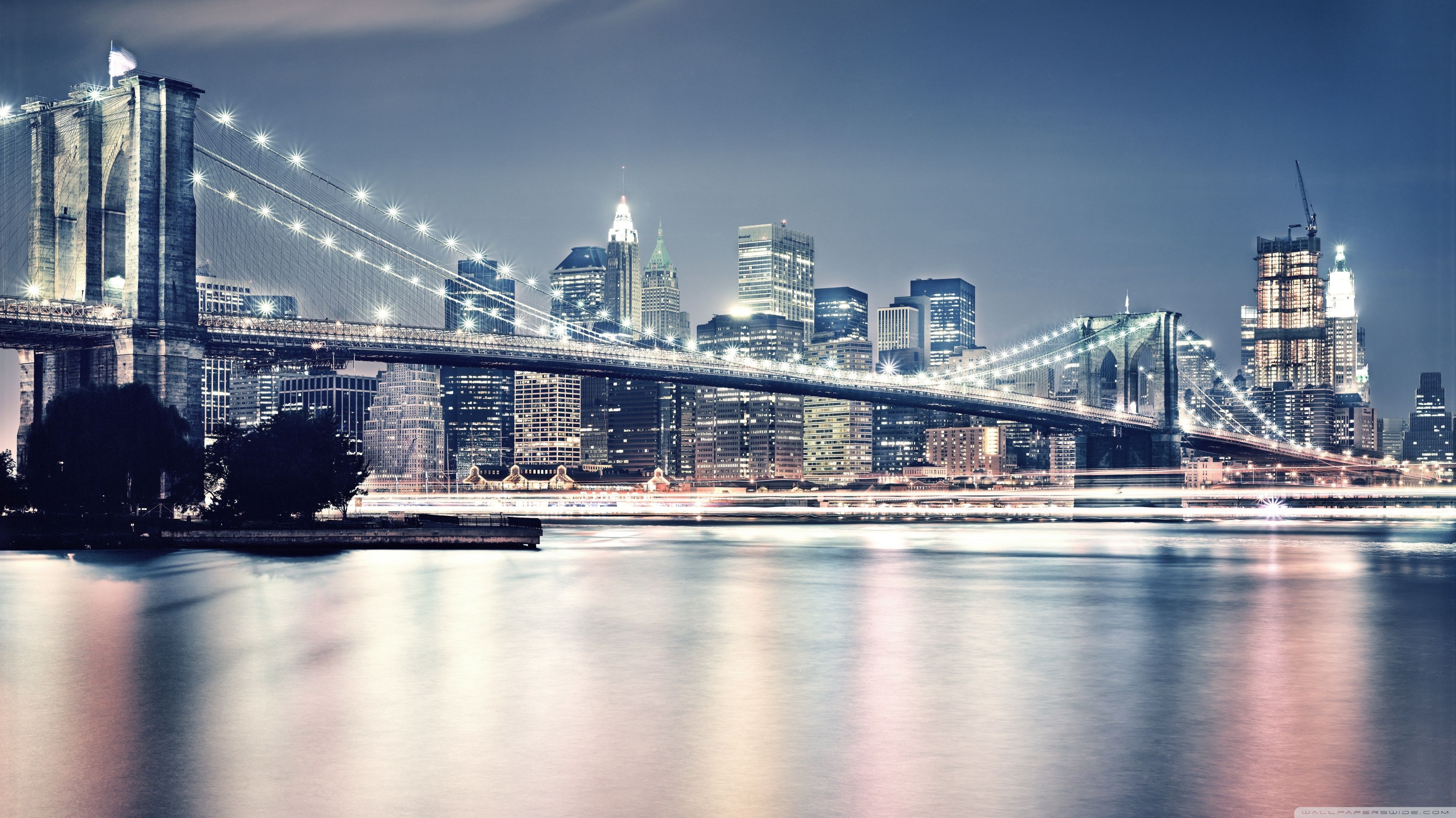 3560x2000 Brooklyn Bridge At Night ❤ 4K HD Desktop Wallpaper for 4K Ultra HD, Desktop