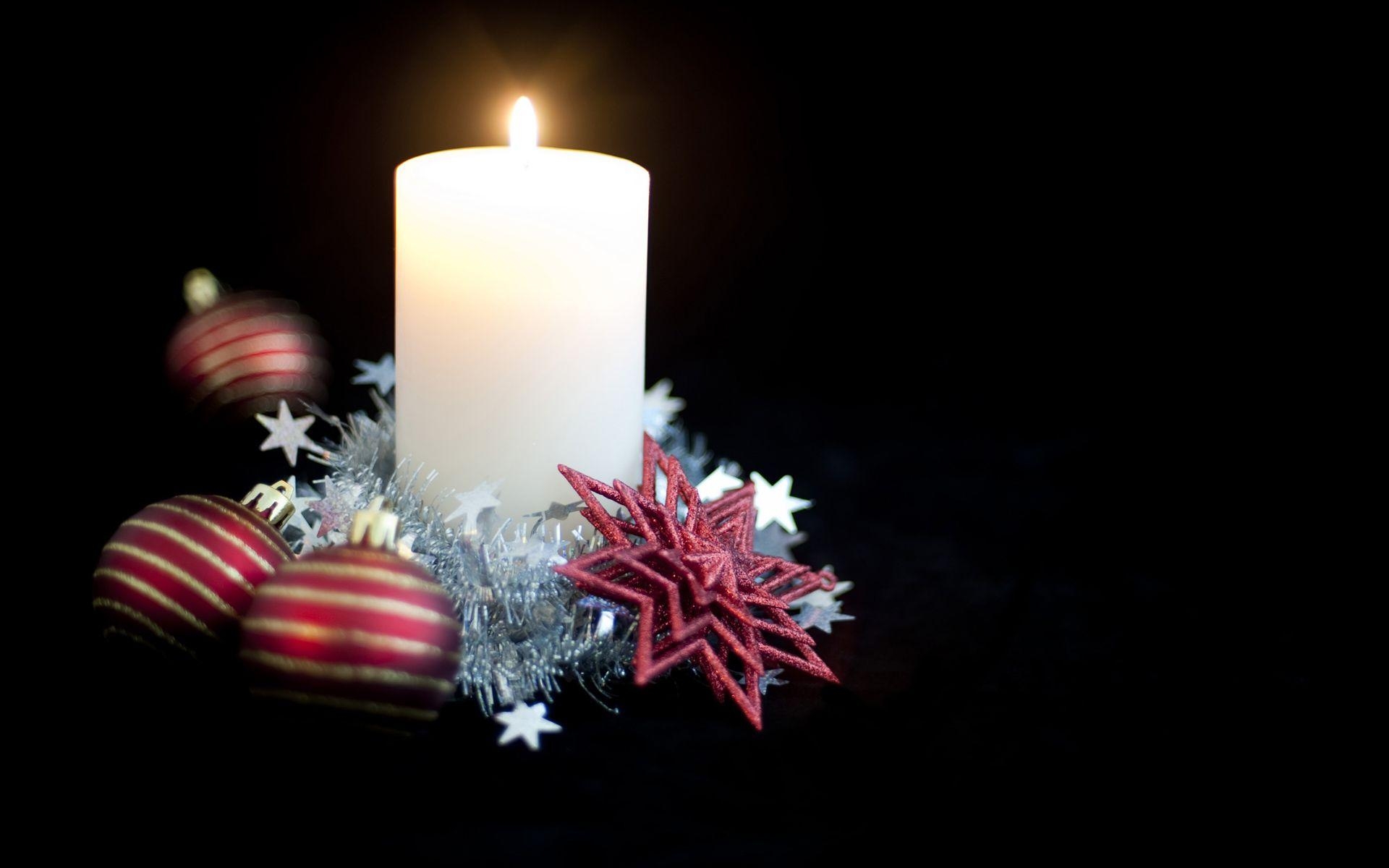 1920x1200 Free Beautiful Decorated Christmas Candle Picture, Desktop