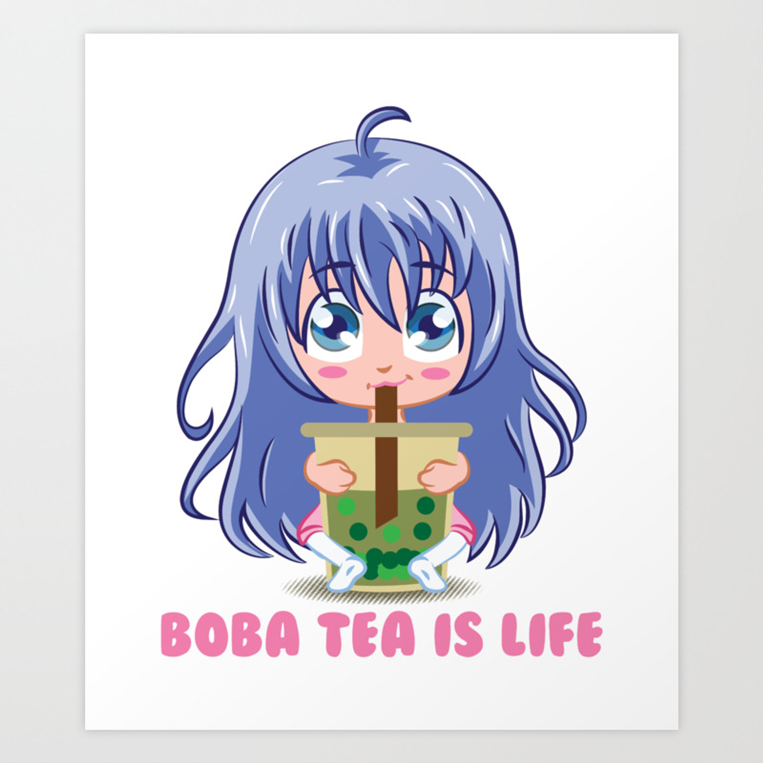 1500x1500 Japanese Anime Girl manga boba tea gift Art Print, Phone