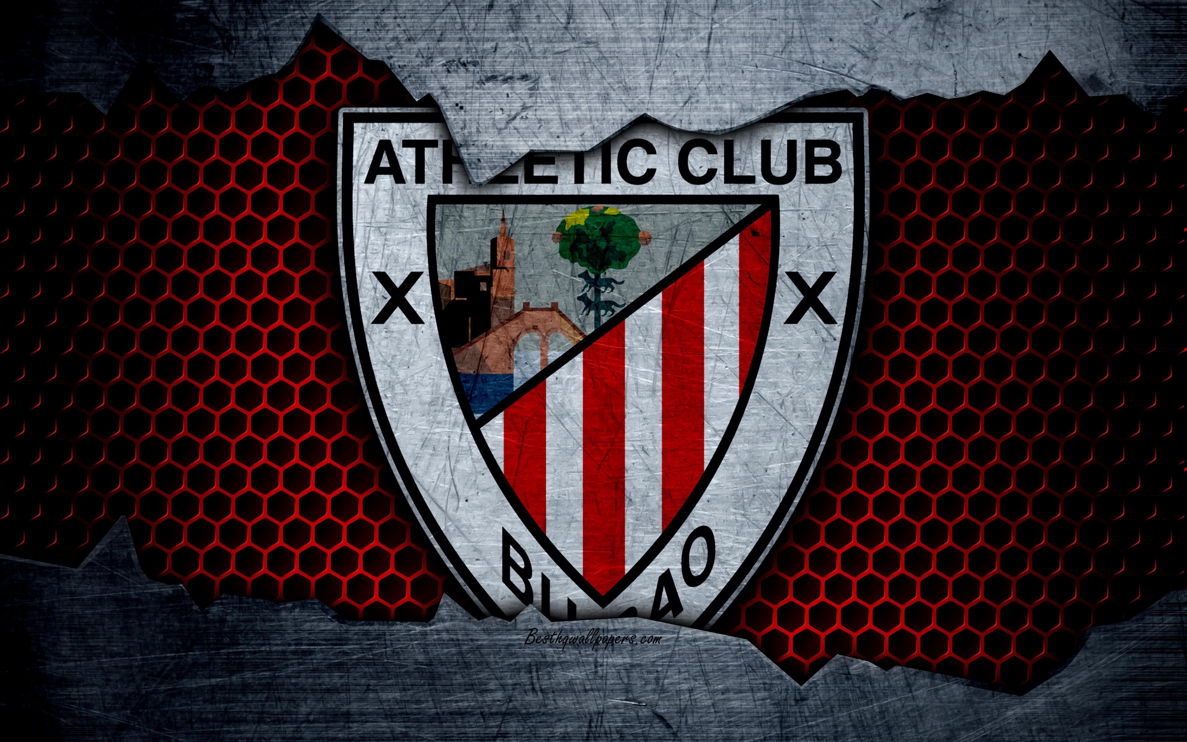 3840x2400 Download wallpaper Athletic Bilbao, 4k, La Liga, football, emblem, Desktop