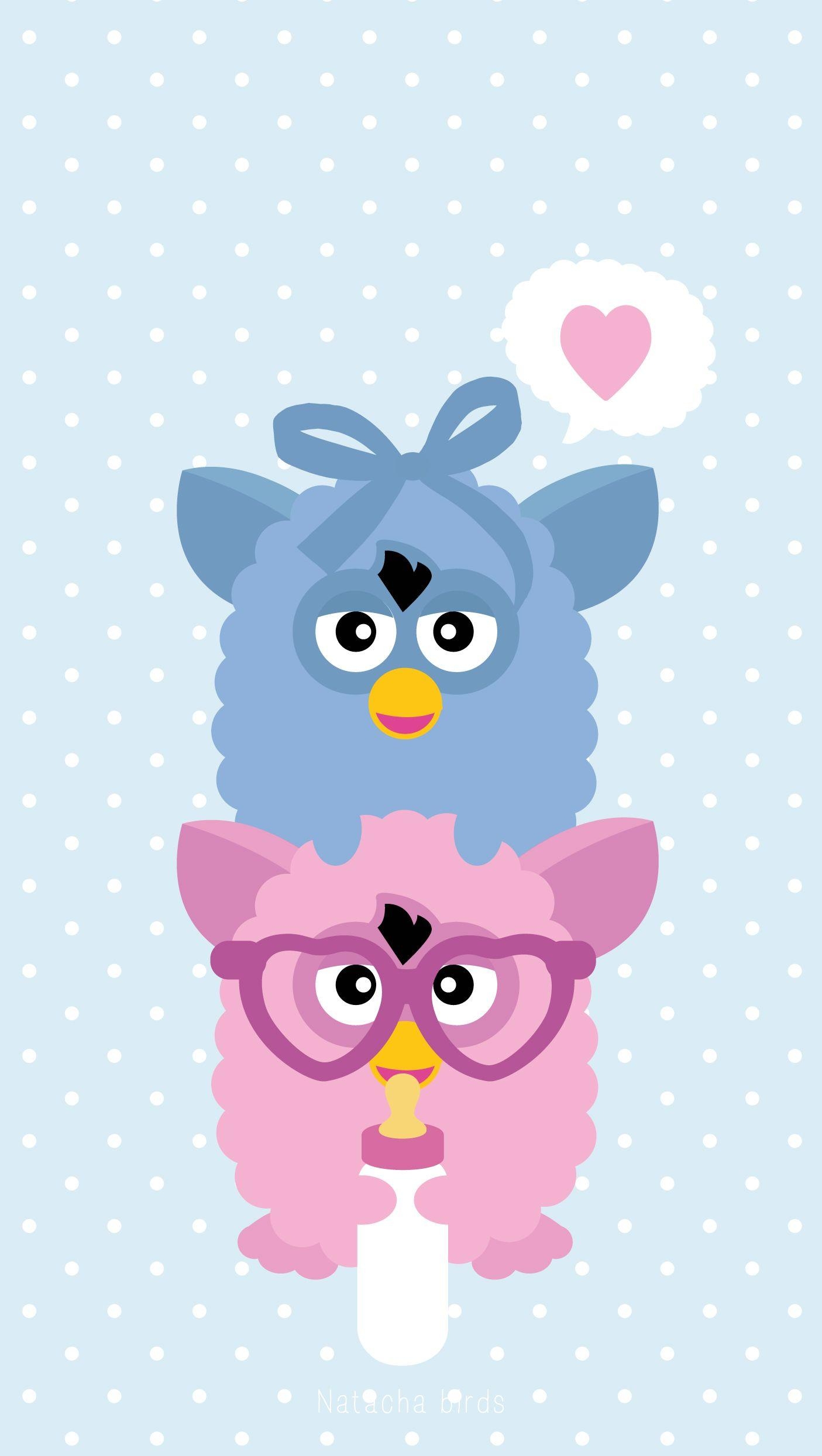 1410x2490 5 Furby Bleu. P A T T E R N S & B A C K G R O U N D S, Phone