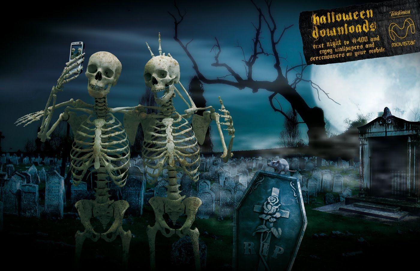 1400x910 Halloween Skeleton Background, Desktop