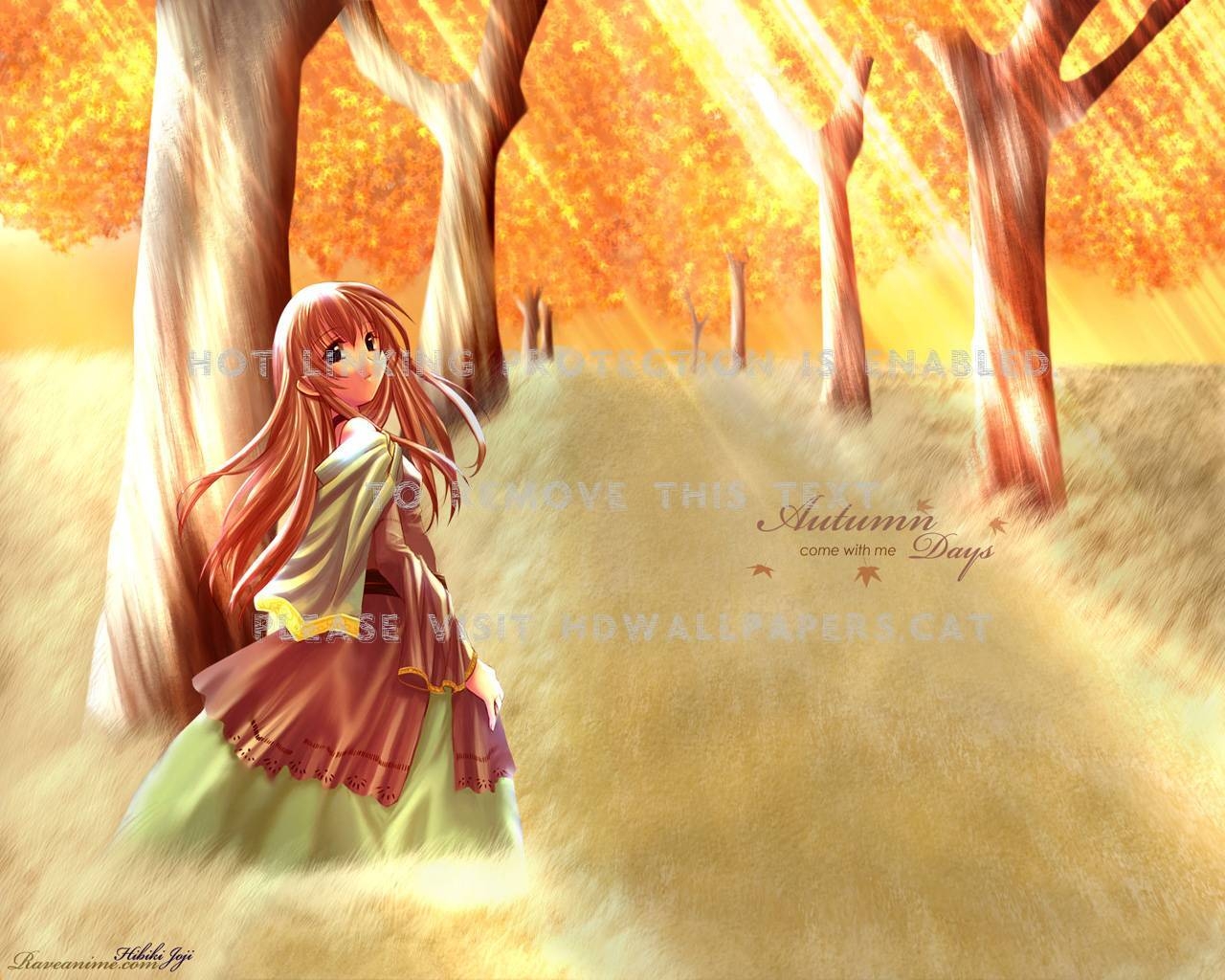 1280x1030 autumn come with days' girl anime, Desktop