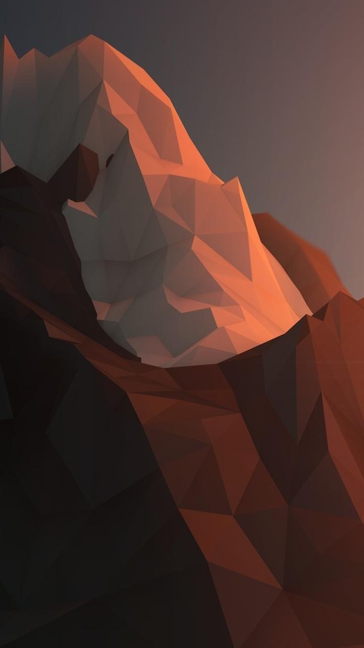 720x1280 geometry, snow, rock, rendering, minimalism, mountains, ice, Phone