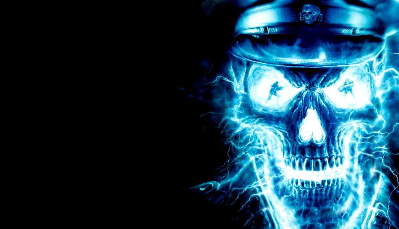 1270x730 Blue Skull HD Wallpaper, Desktop