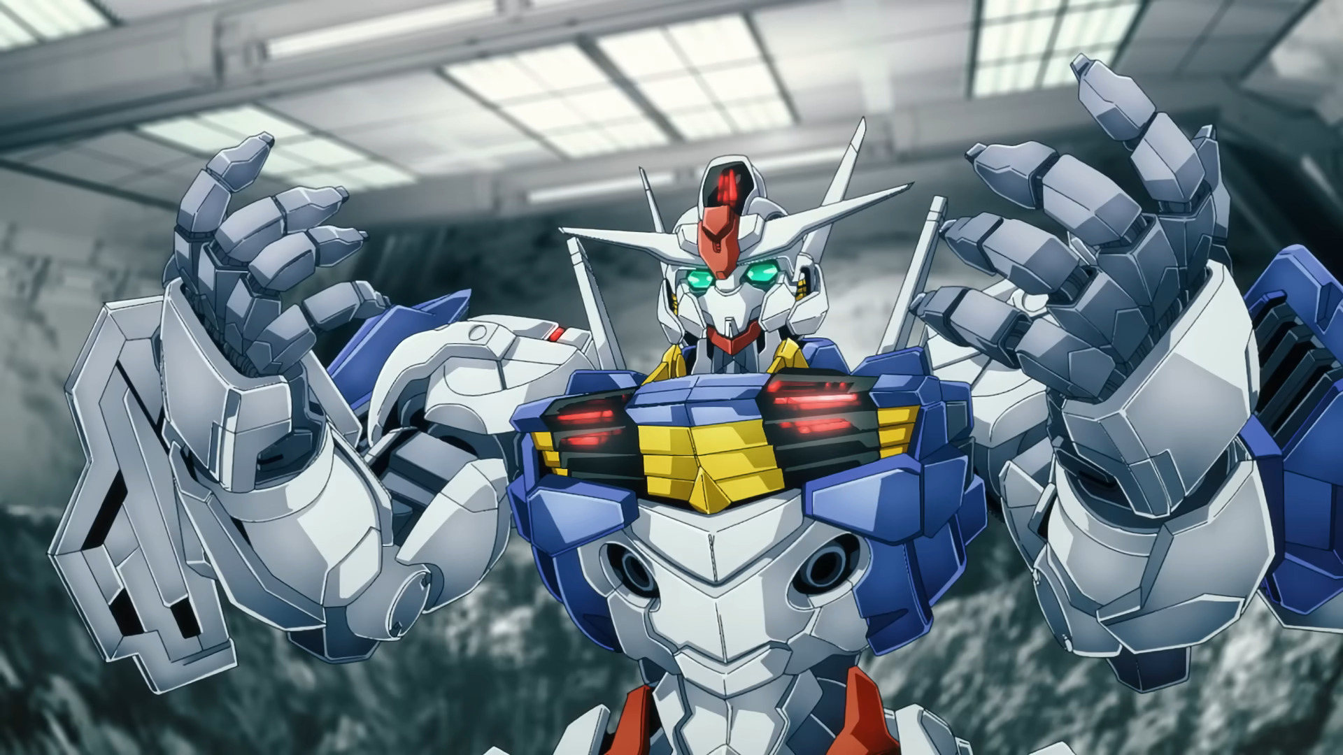 1920x1080 Anime Anime Screenshot Gundam Mechs Mobile Suit Gundam THE WiTCH FROM MERCURY Gundam Aerial Artwork Wallpaper:, Desktop