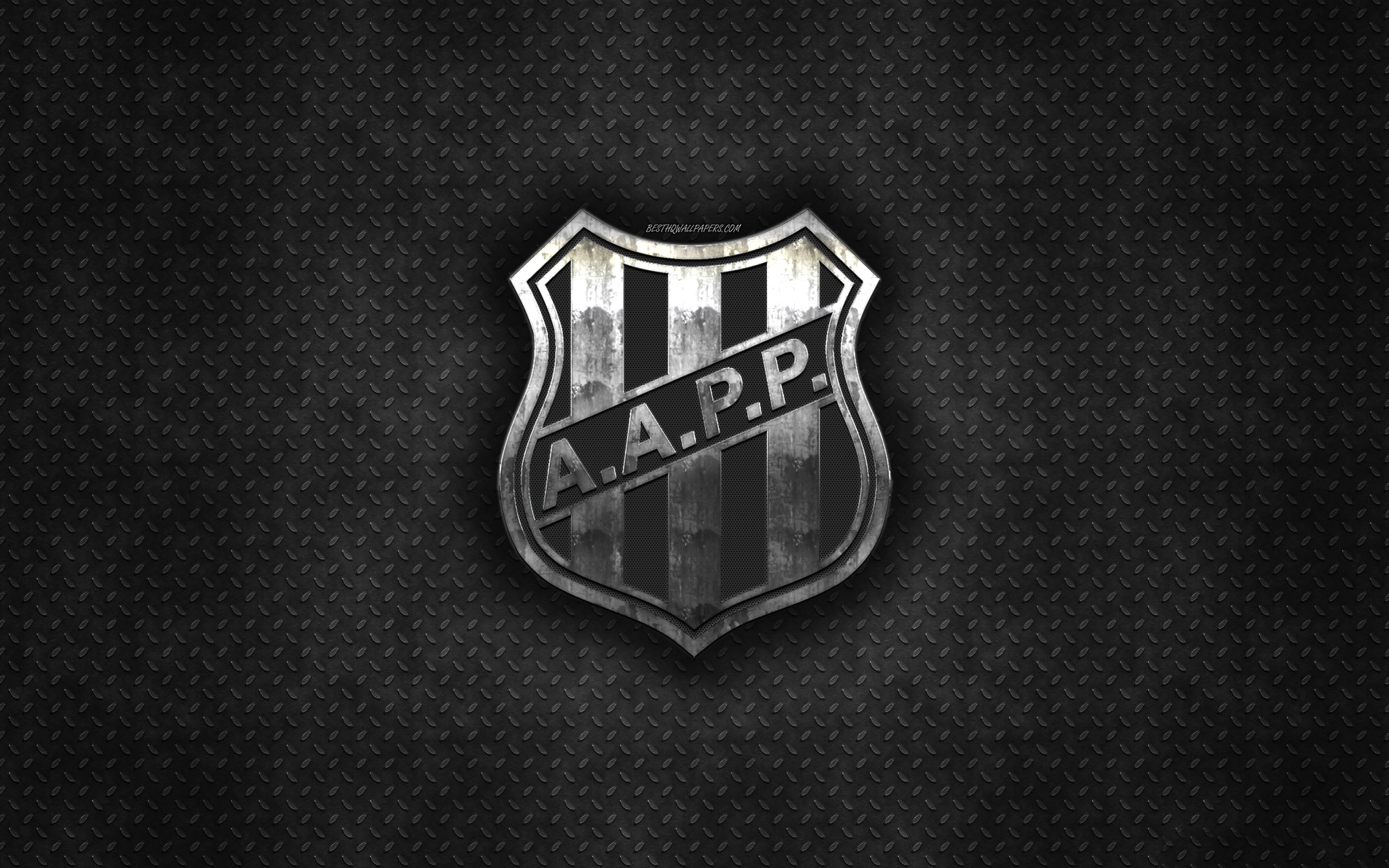 2560x1600 Download wallpaper Ponte Preta, Associacao Atletica Ponte Preta, Brazilian football club, black metal texture, metal logo, emblem, Campinas, Brazil, Serie B, creative art, football for desktop with resolution. High Quality HD, Desktop