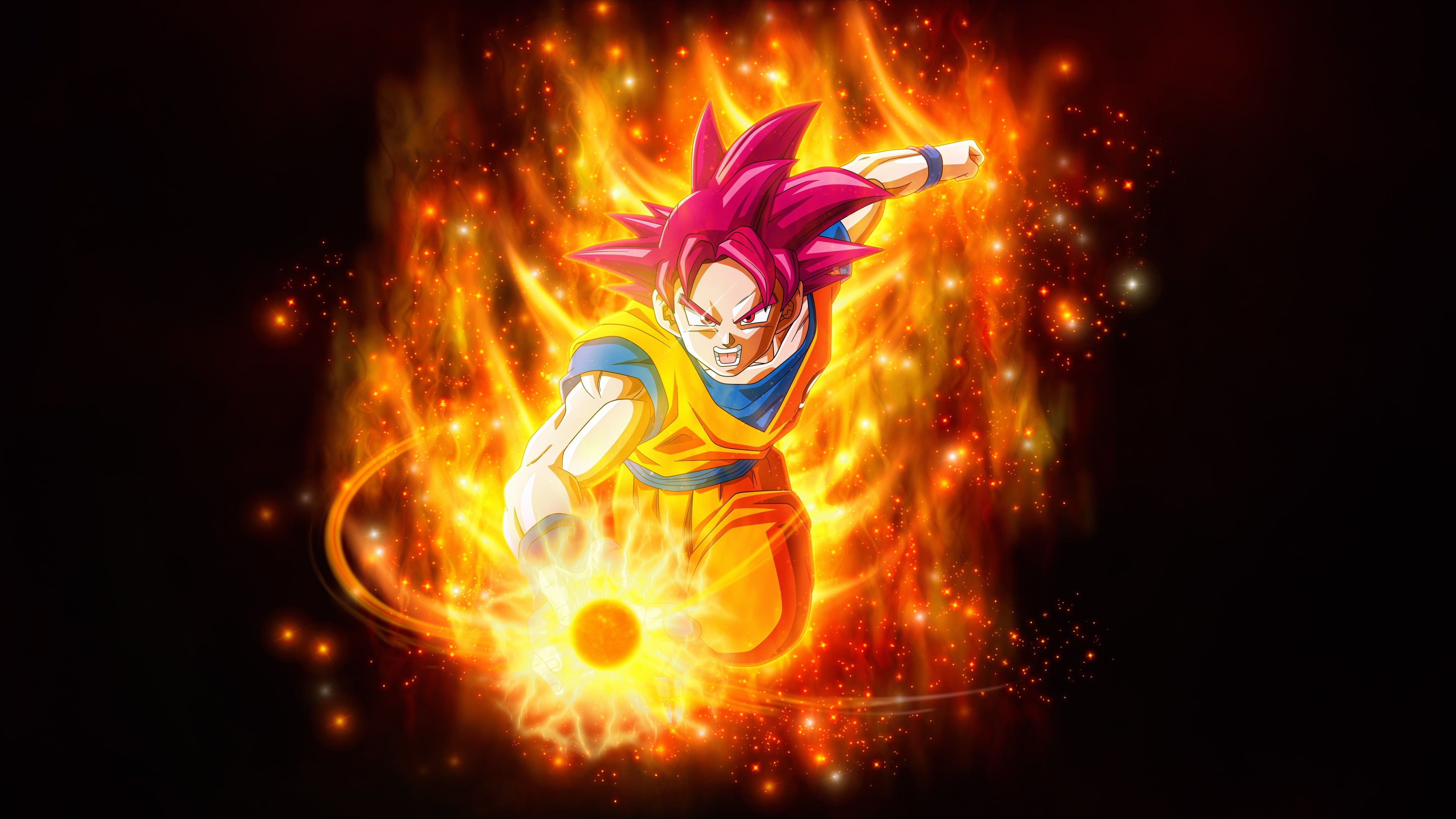 3840x2160 Goku digital wallpaper, Super Saiyan God, Dragon Ball Super, 4K HD, Desktop