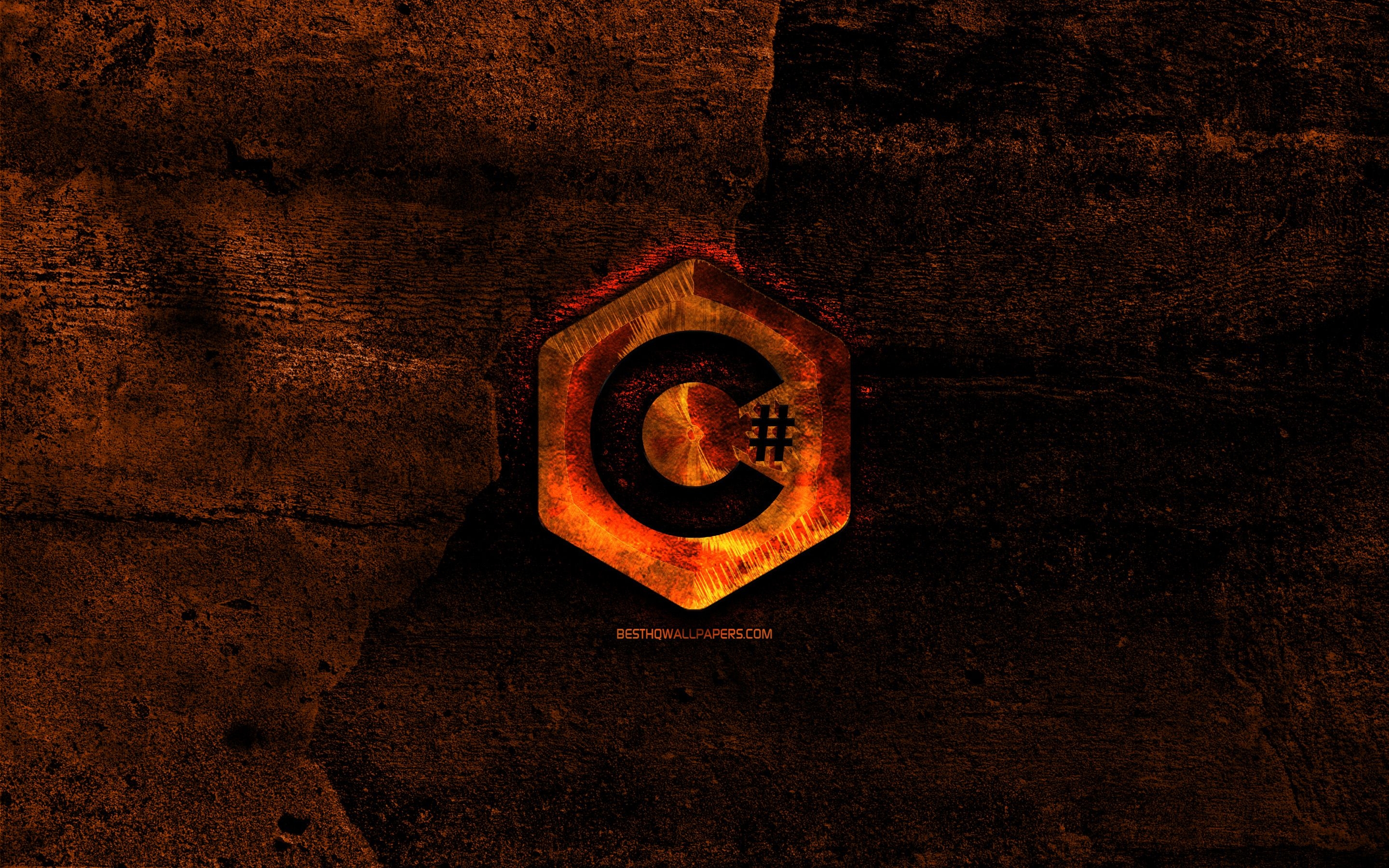 2880x1800 Download wallpaper C Sharp fiery logo.besthqwallpaper.com, Desktop