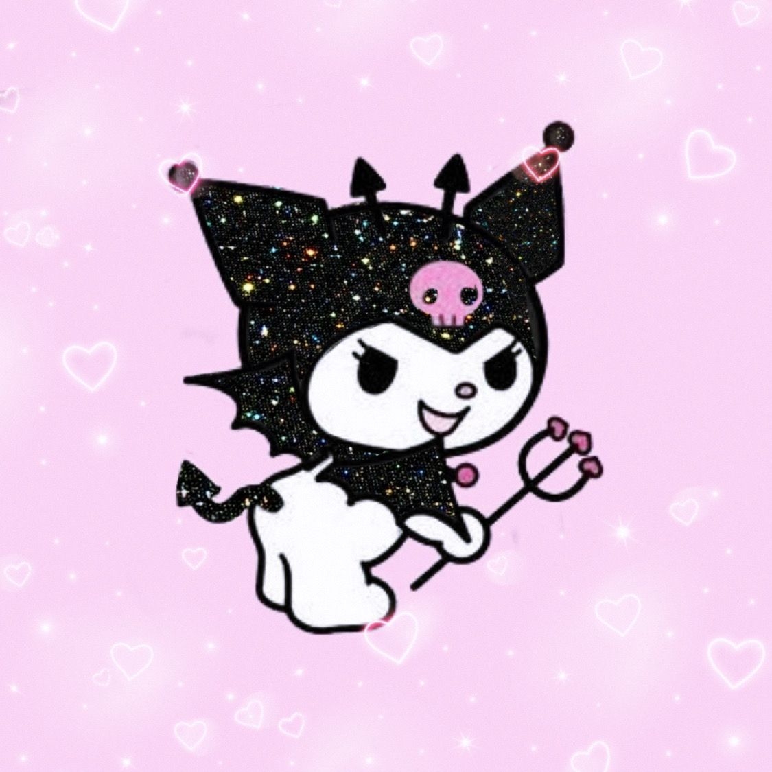 1130x1130 glitter Kuromi. Anime, Hello kitty, Minnie, Phone