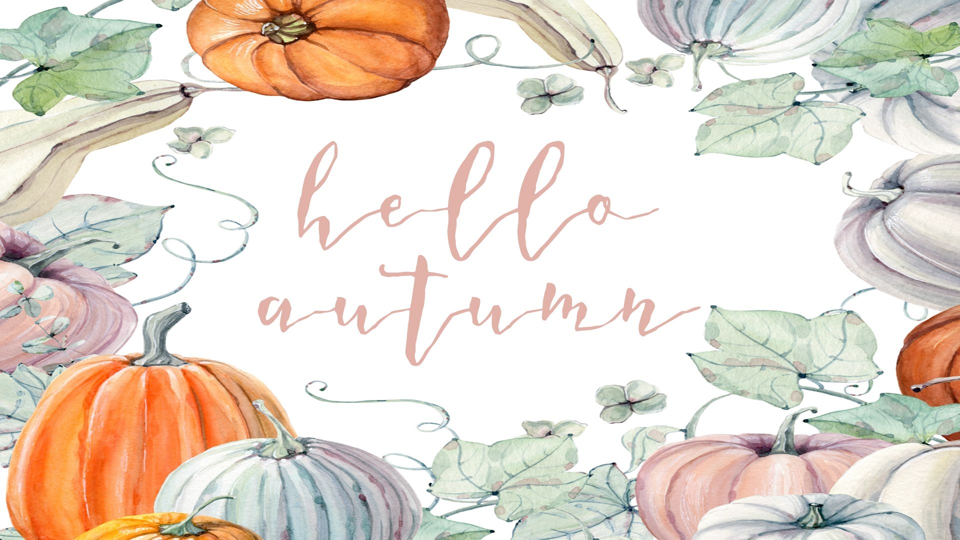 1920x1080 Hello Autumn Wallpaper Fall Watercolor, Download Wallpaper, Desktop