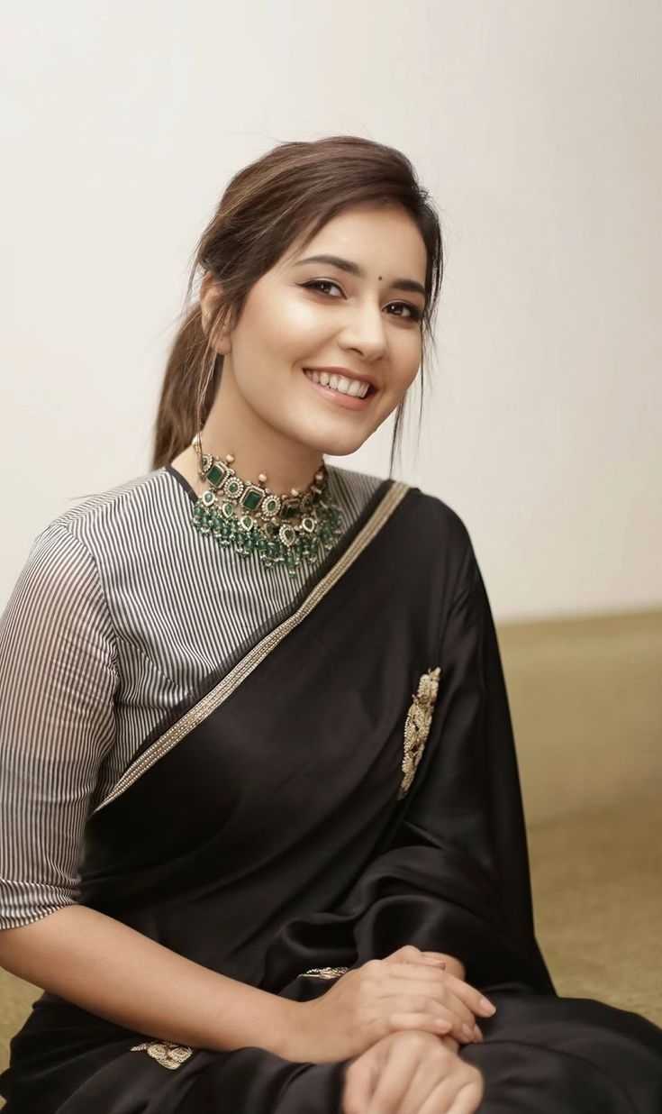 740x1240 Rashi Khanna HD Wallpaper In Black Saree. Saree look, Elegant, Phone