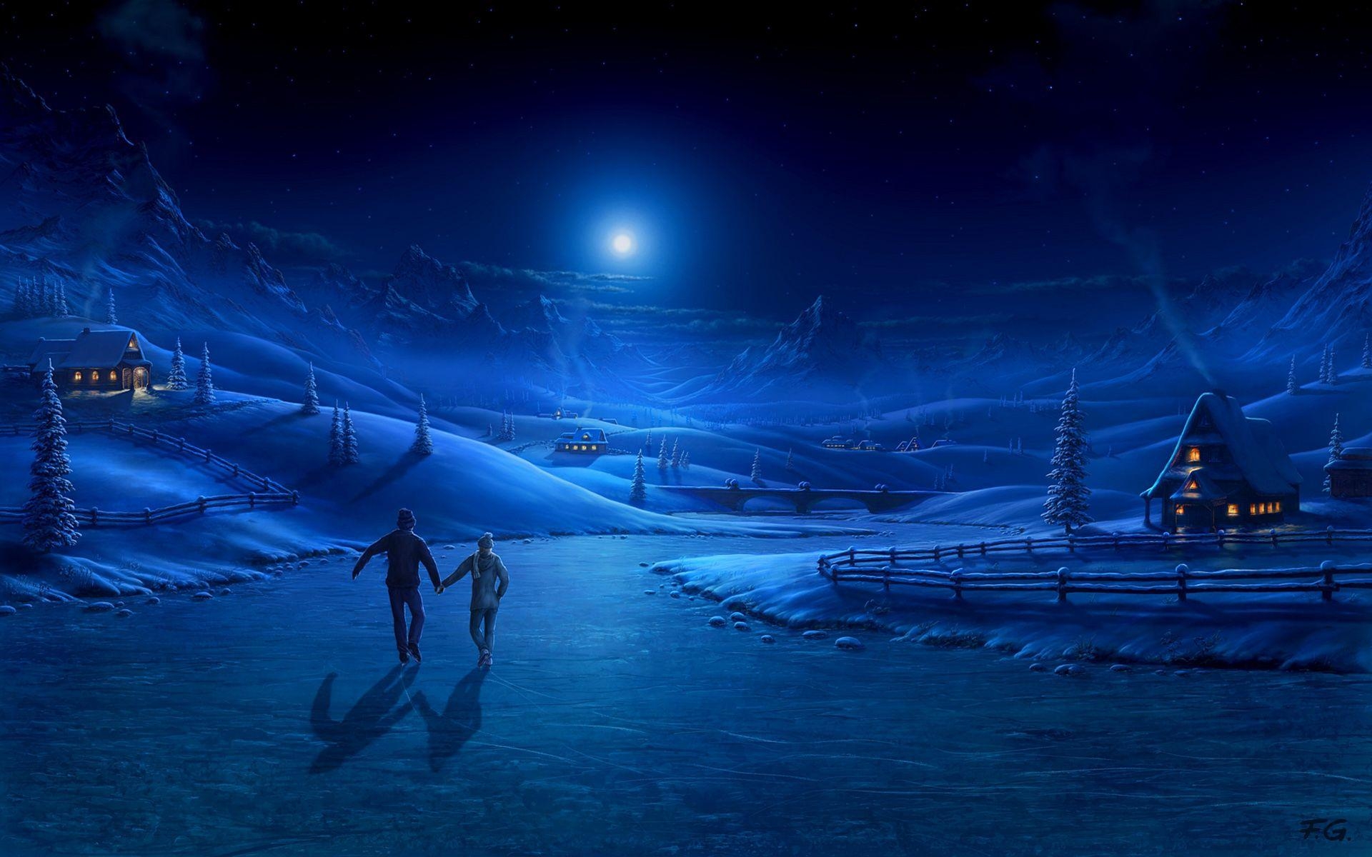 1920x1200 Moonlight Wallpaper. Snow night, Night picture, Good night wallpaper, Desktop