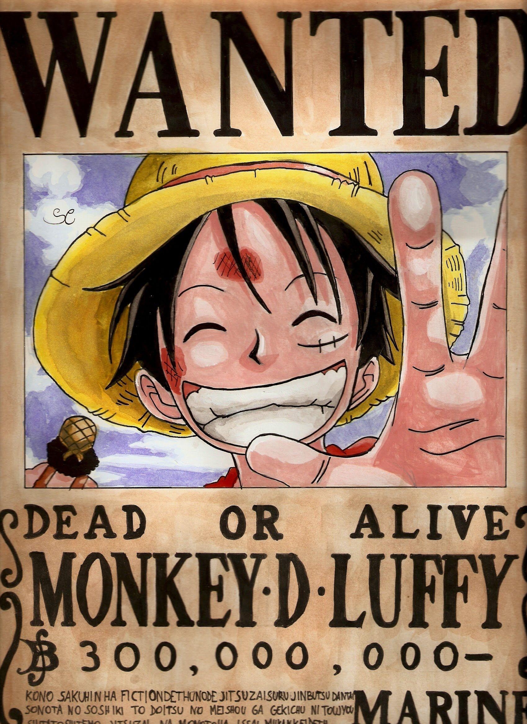 1700x2340 WANTED Monkey D. Luffy -One Piece, Phone