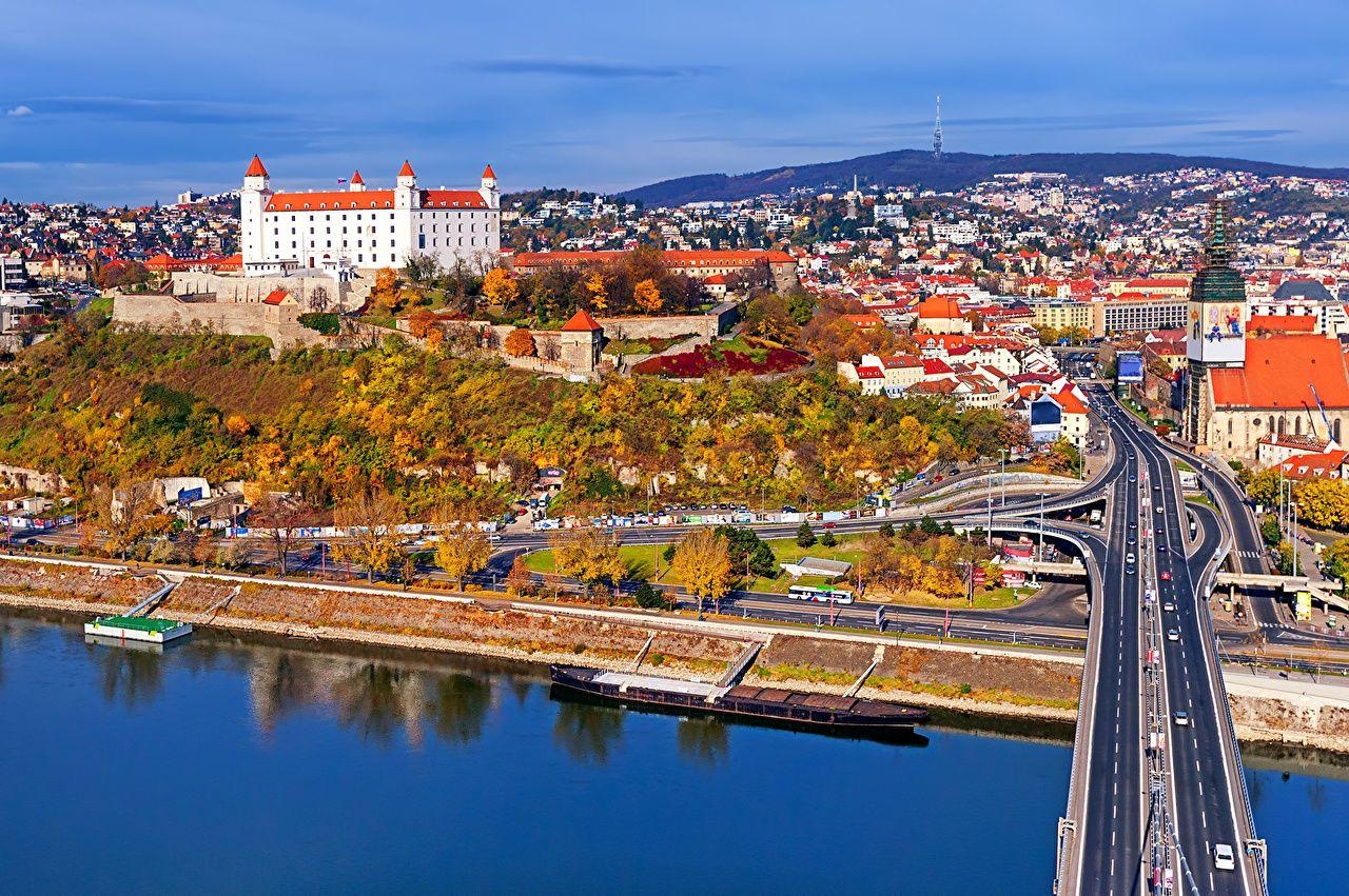 1280x860 Photos Slovakia Bratislava Autumn Bridges Roads Rivers Cities, Desktop