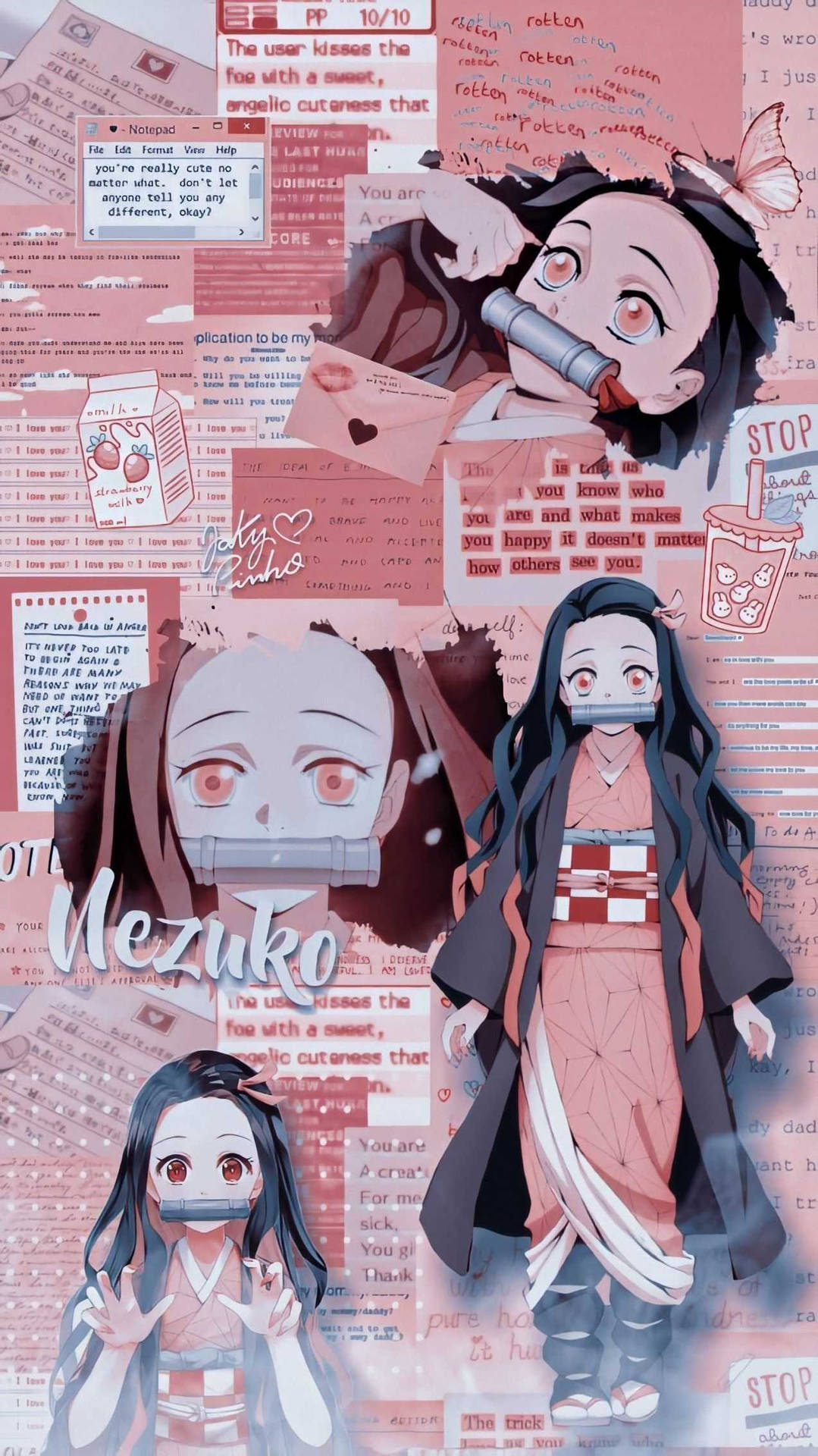 1080x1920 Download Nezuko Phone Notes And Letters Wallpaper, Phone