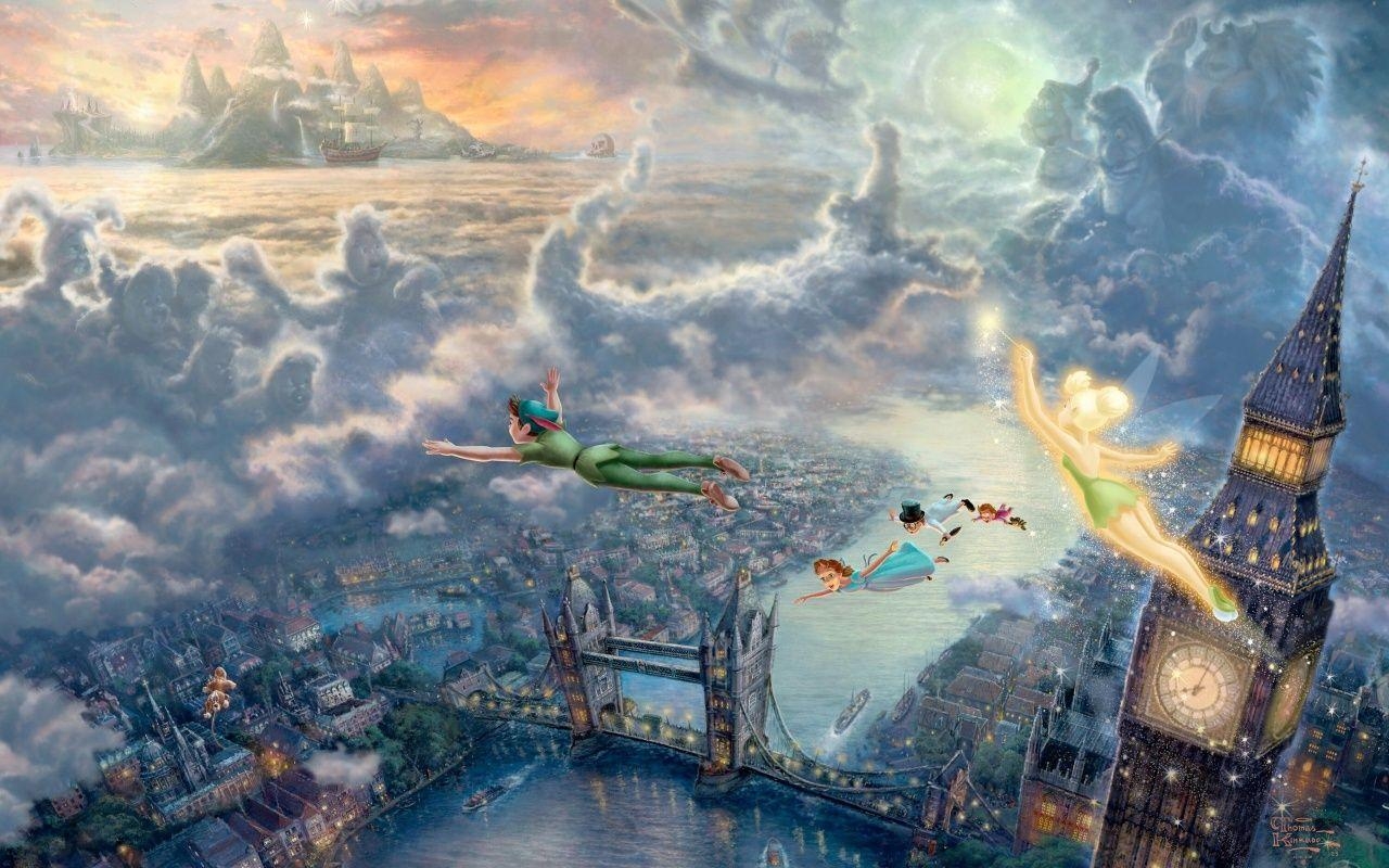 1280x800 Kinkade Thomas Fairy Tales Captain Hook Neverland Wallpaper. Art, Desktop