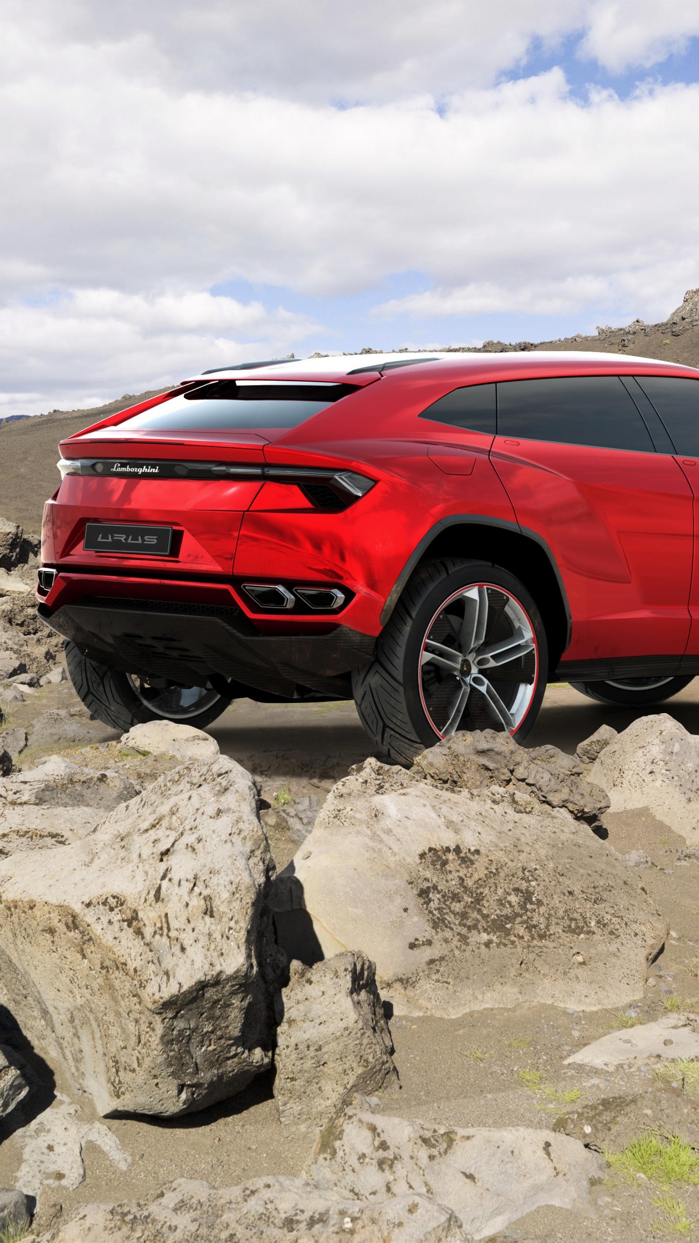 1440x2560 Wallpaper Lamborghini Urus, concept, Lamborghini, supercar, SUV, crossover, carbon, red, back, Cars & Bikes, Phone