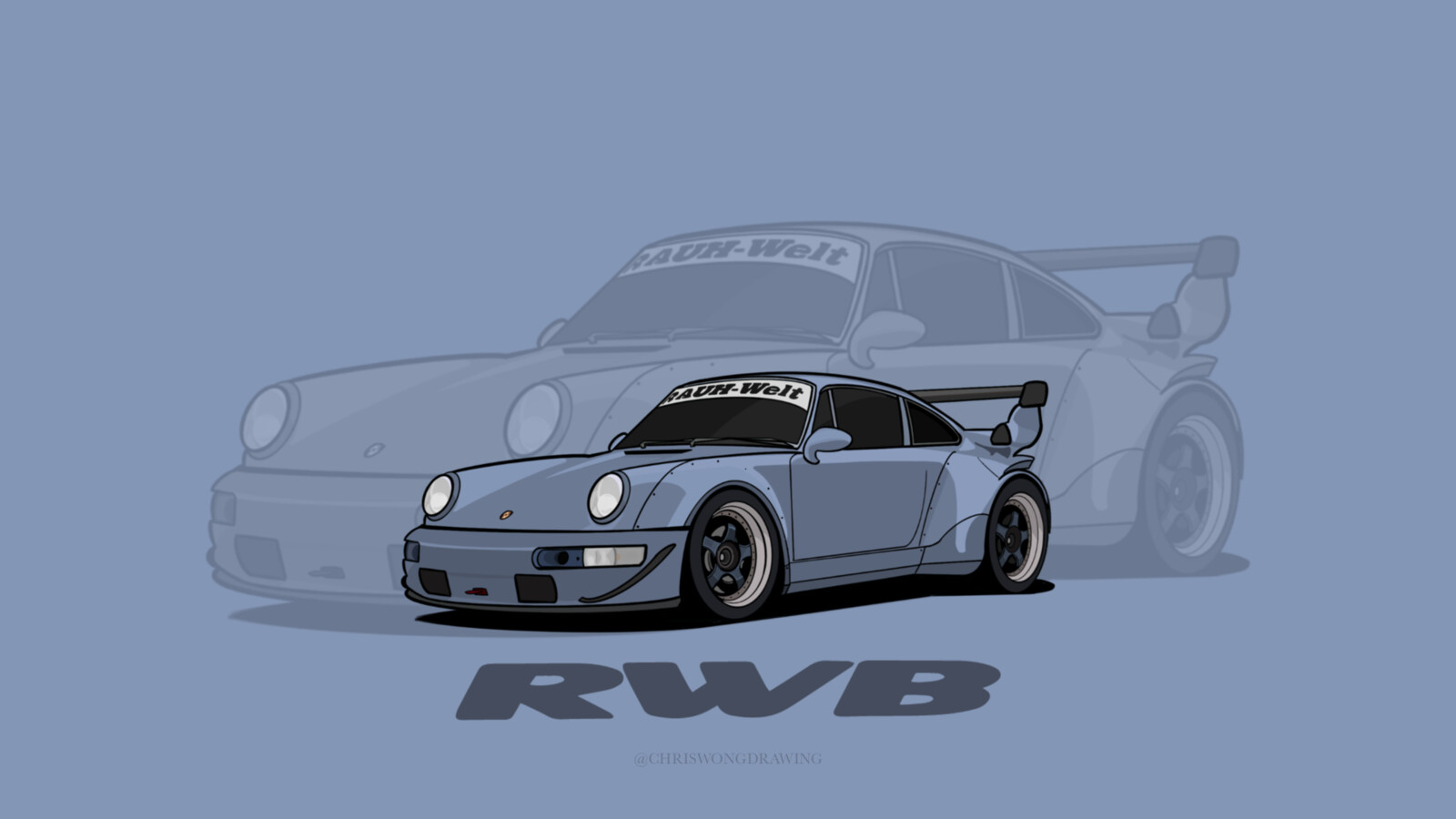 1600x900 RWB Porsche illustration Wallpaper 1920x c w, Desktop