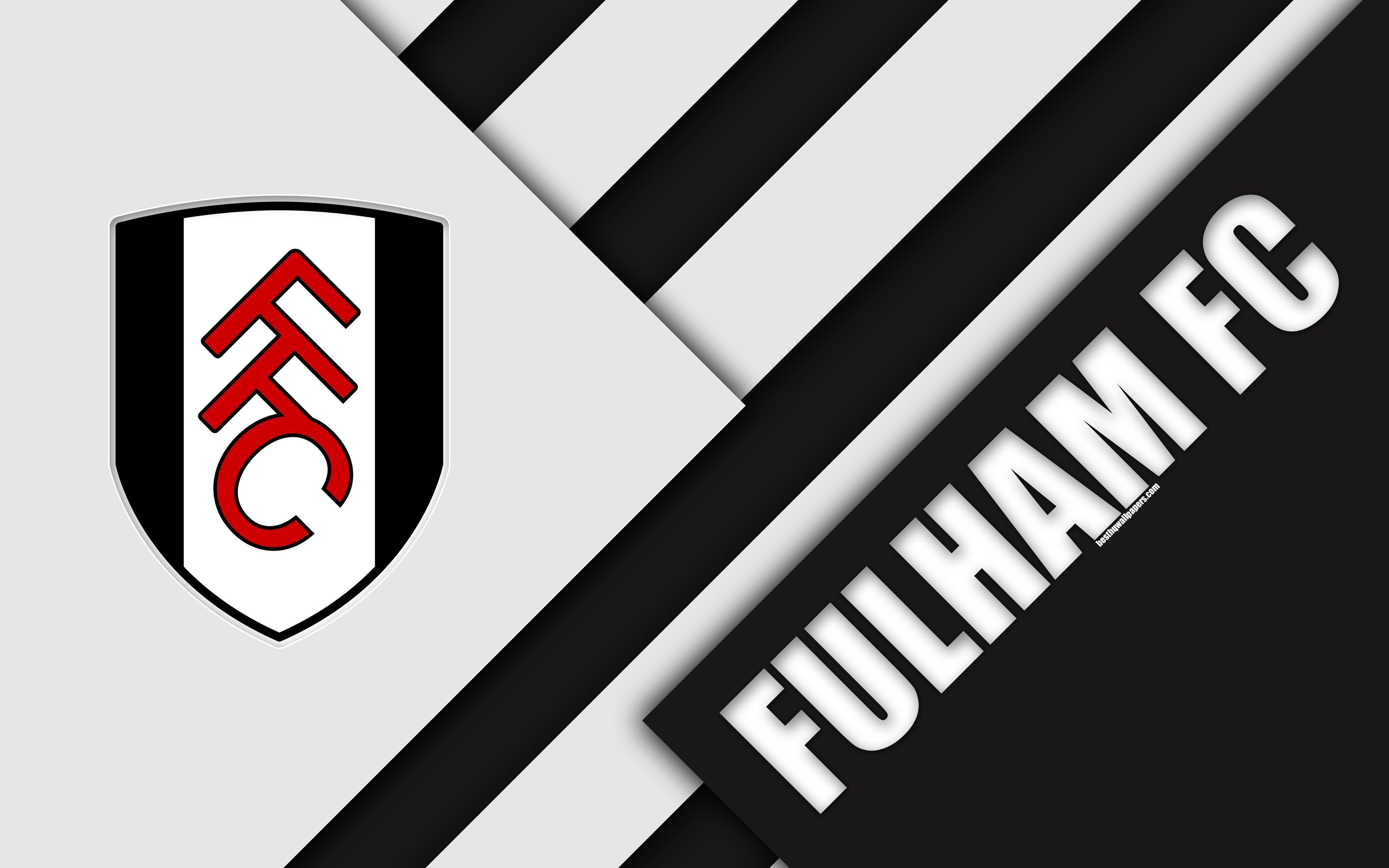 3840x2400 Download wallpaper Fulham FC, London, logo, 4k, white black, Desktop