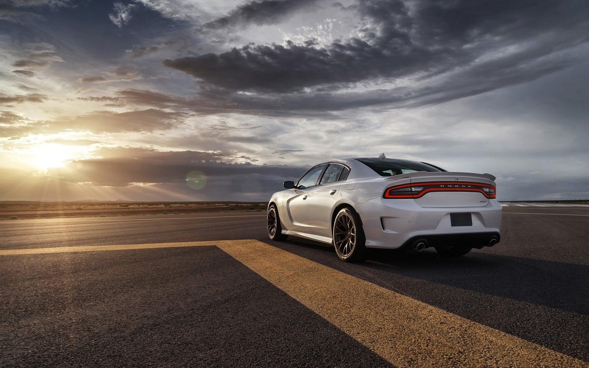 1920x1200 dodge charger srt hellcat chardzher rear view sky background HD, Desktop