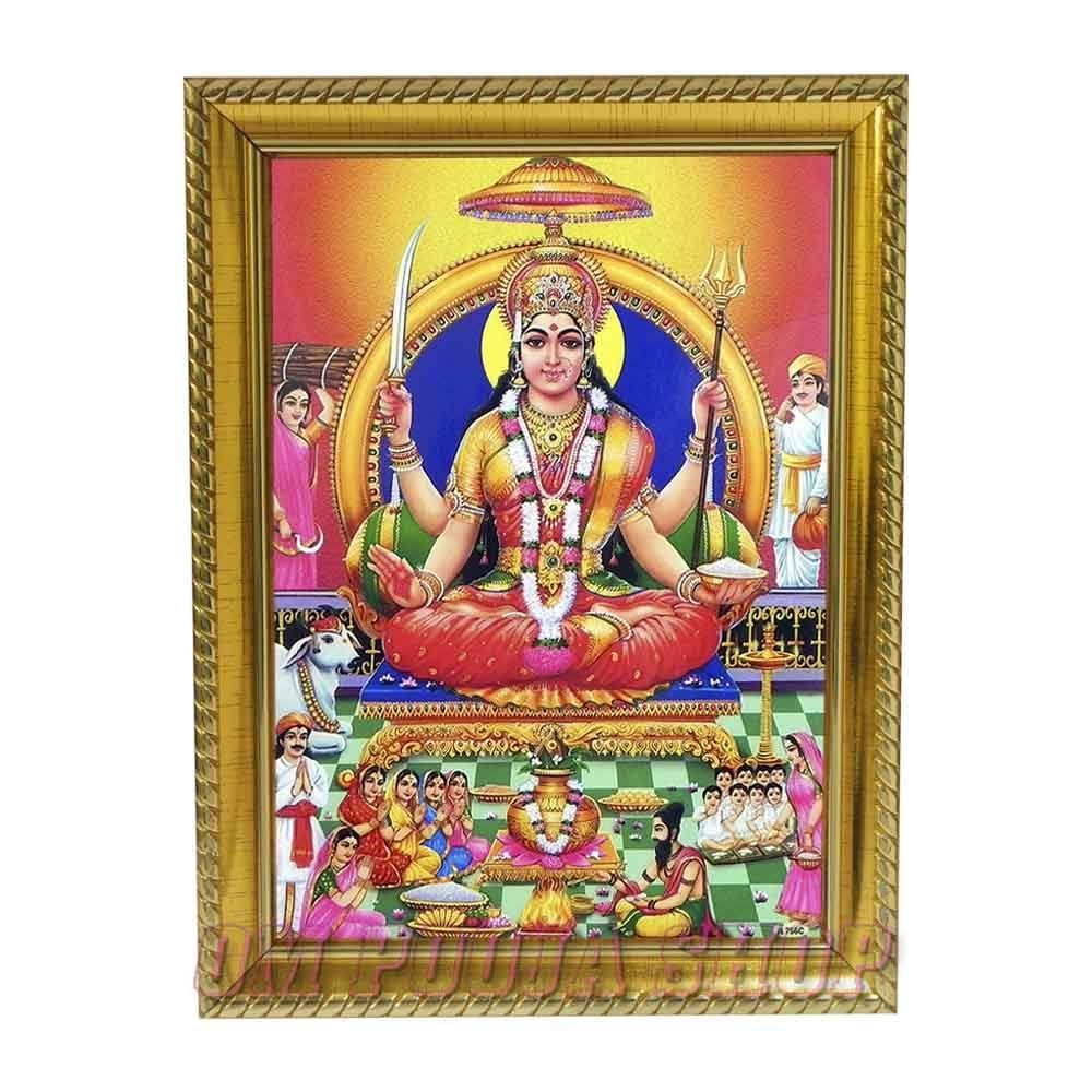 1000x1000 Buy Om Pooja Shop Wood Santoshi Mata Photo Frame (Yellow5 X 7 Inch) Online at Low Prices in India, Phone