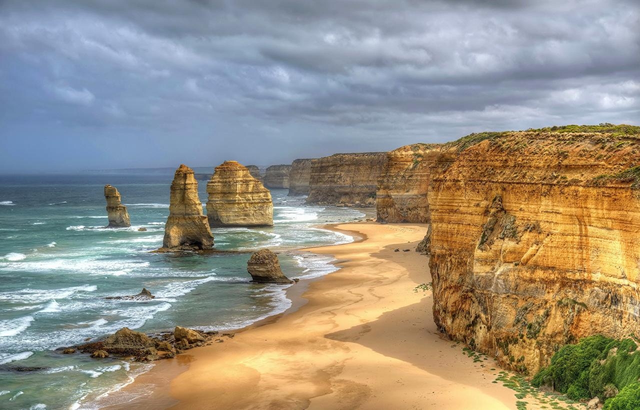 1280x830 Wallpaper Australia Great Ocean Road HDR Crag Nature Coast, Desktop