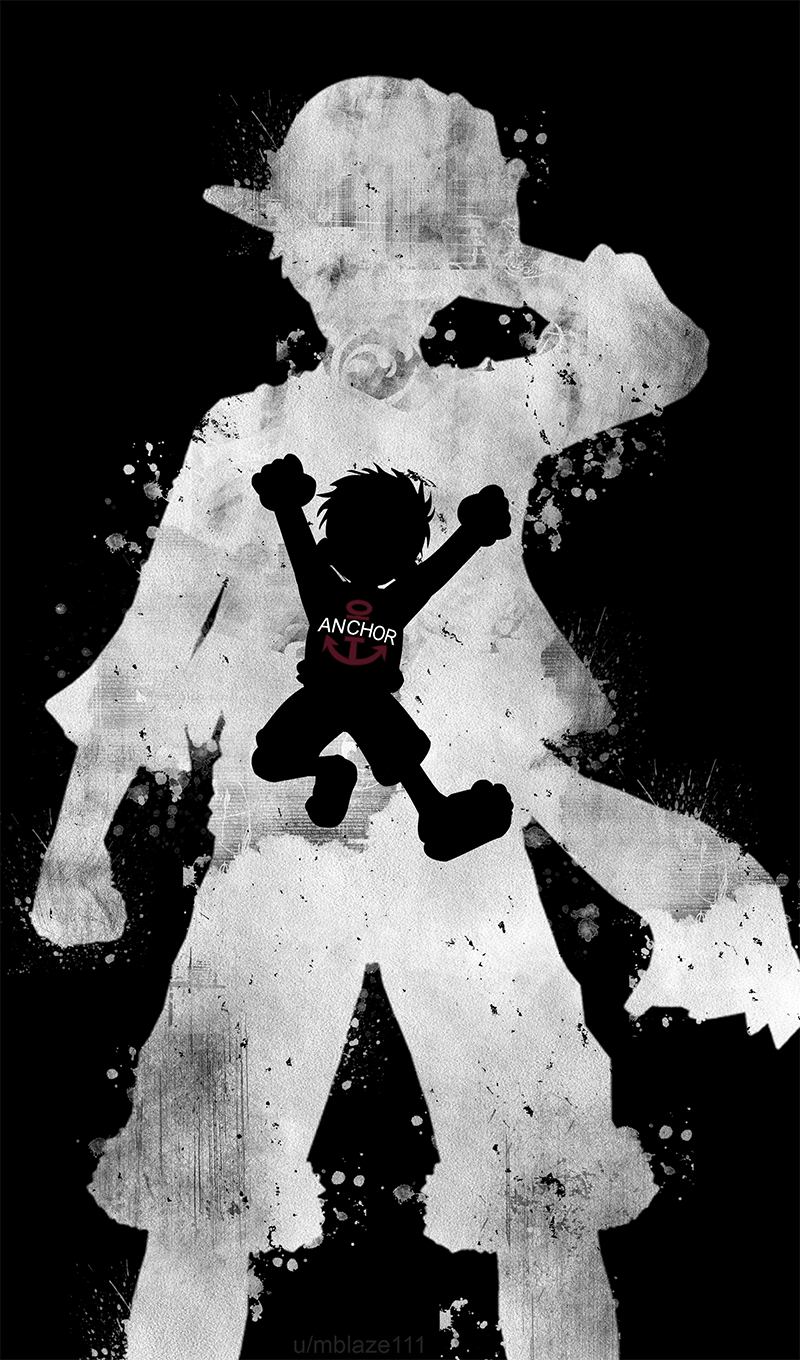 800x1360 I tried to make a simple Luffy wallpaper in black, white, and red color, Phone