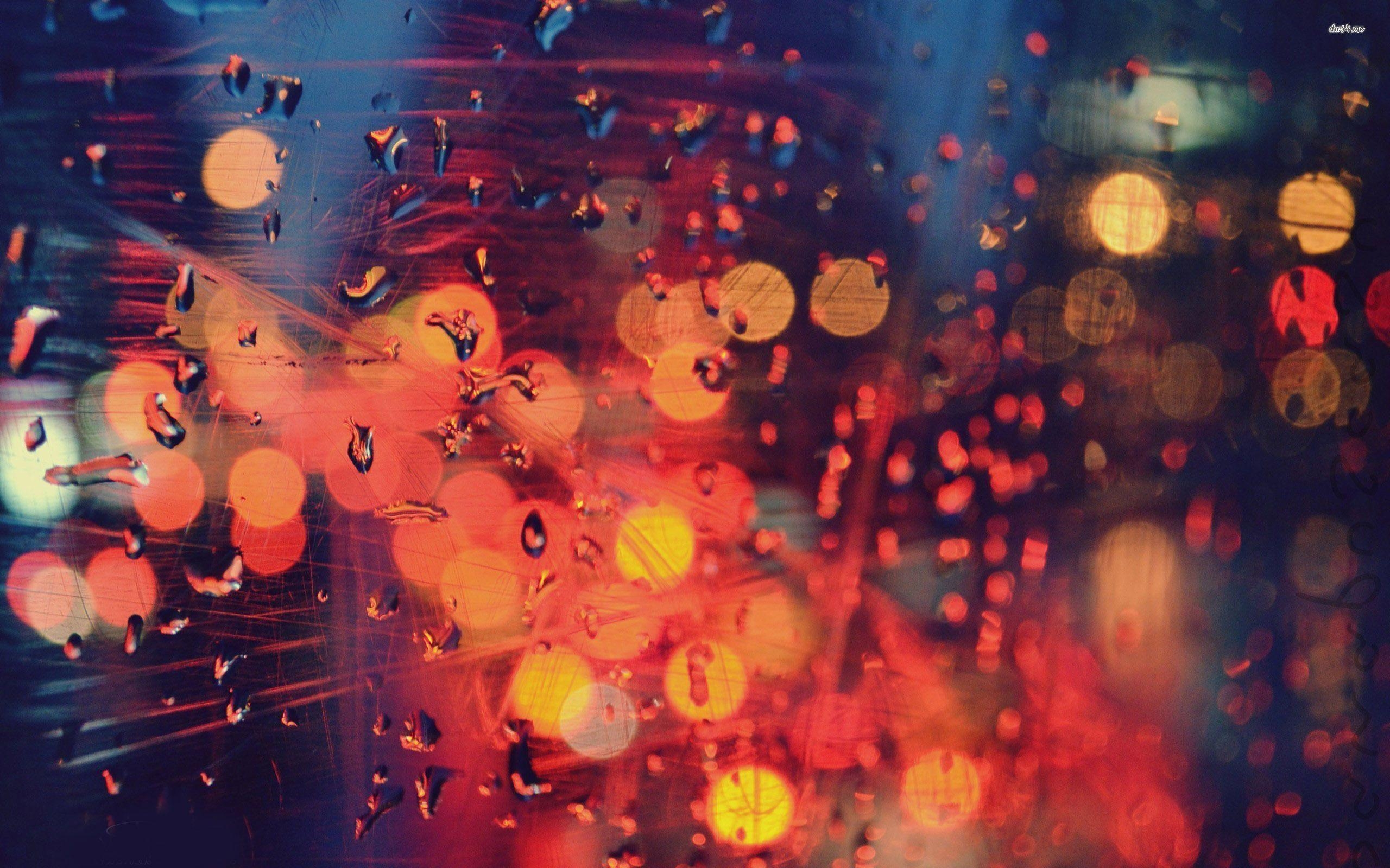 2560x1600 City lights beyond the rainy window wallpaper, Desktop