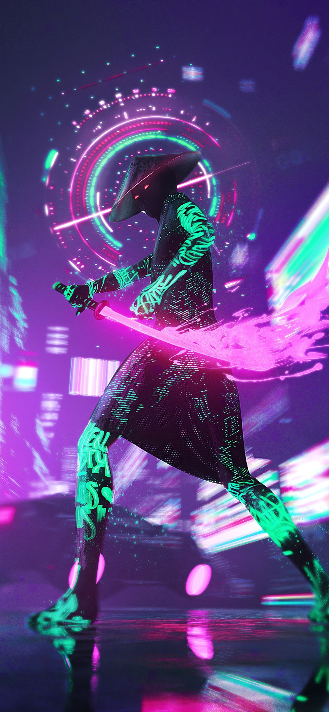 1130x2440 Cyberpunk Neon With Sword 4k iPhone XS, iPhone iPhone, Phone