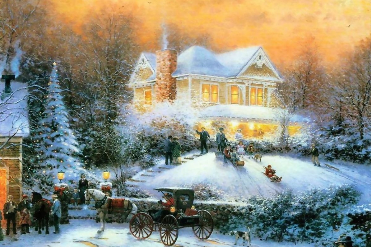 1200x800 Thomas Kinkade Christmas Wallpaper, Desktop